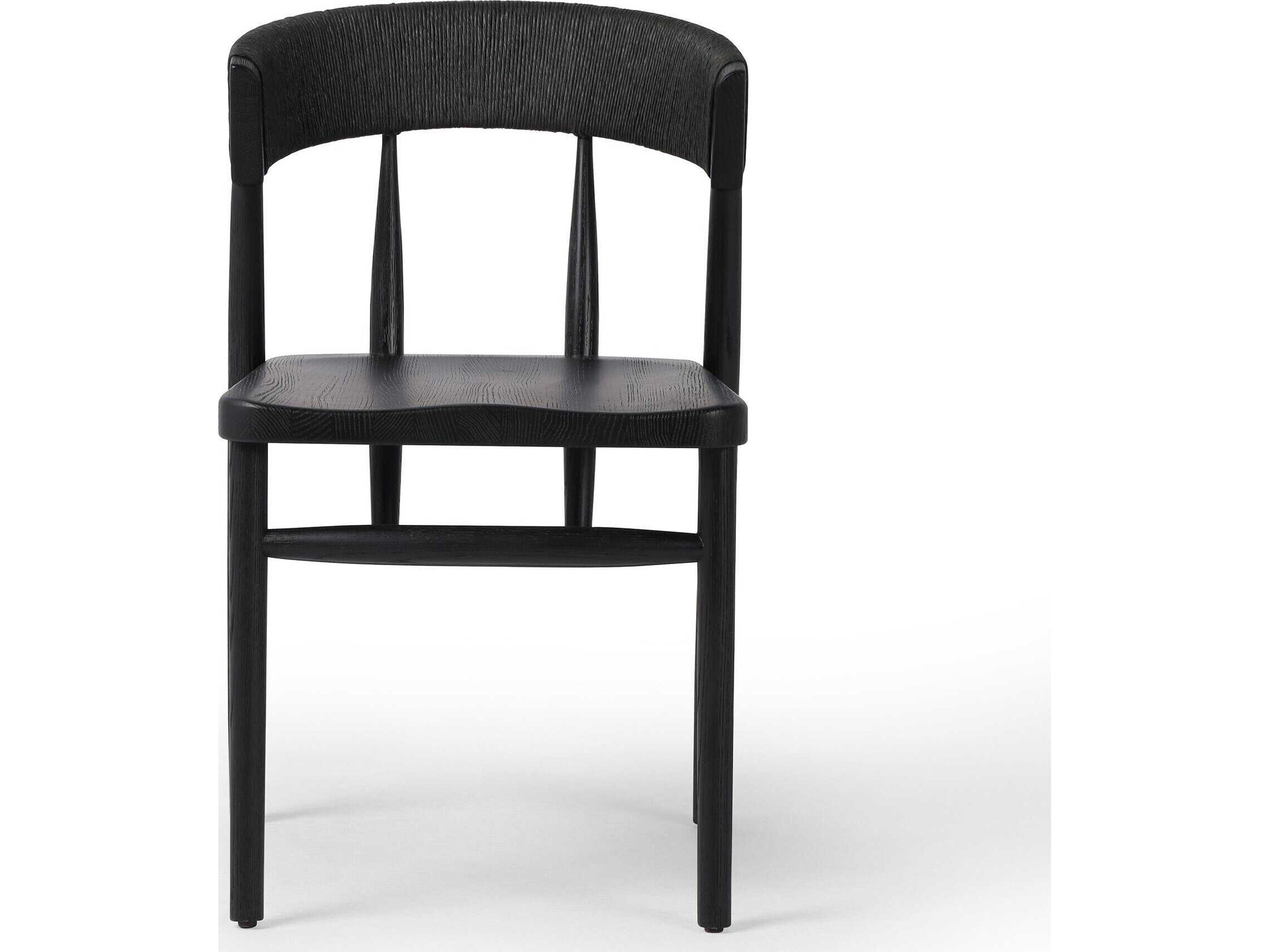 Four Hands Allston Buxton Oak Wood Black Side Dining Chair