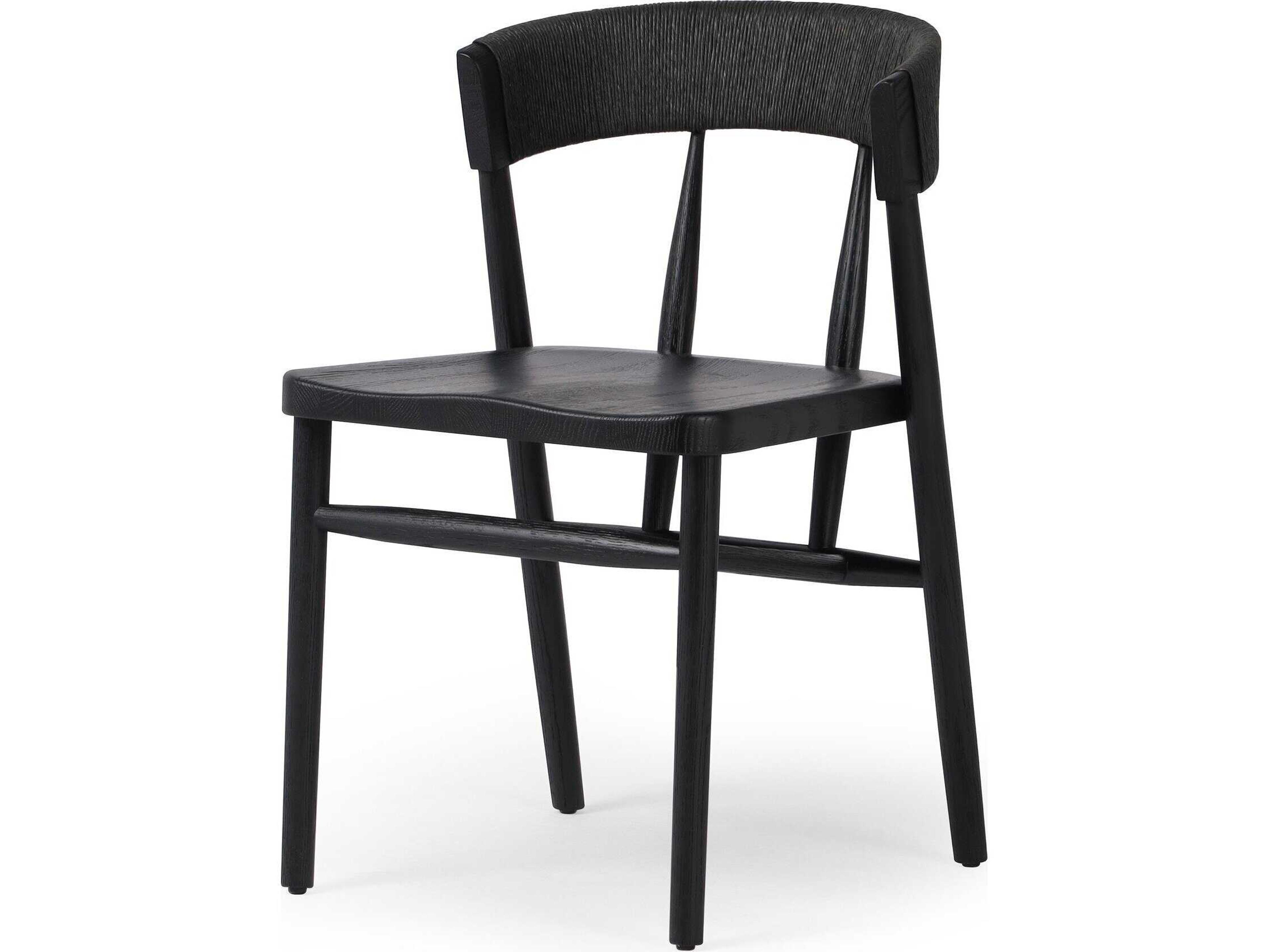 Four Hands Allston Buxton Oak Wood Black Side Dining Chair