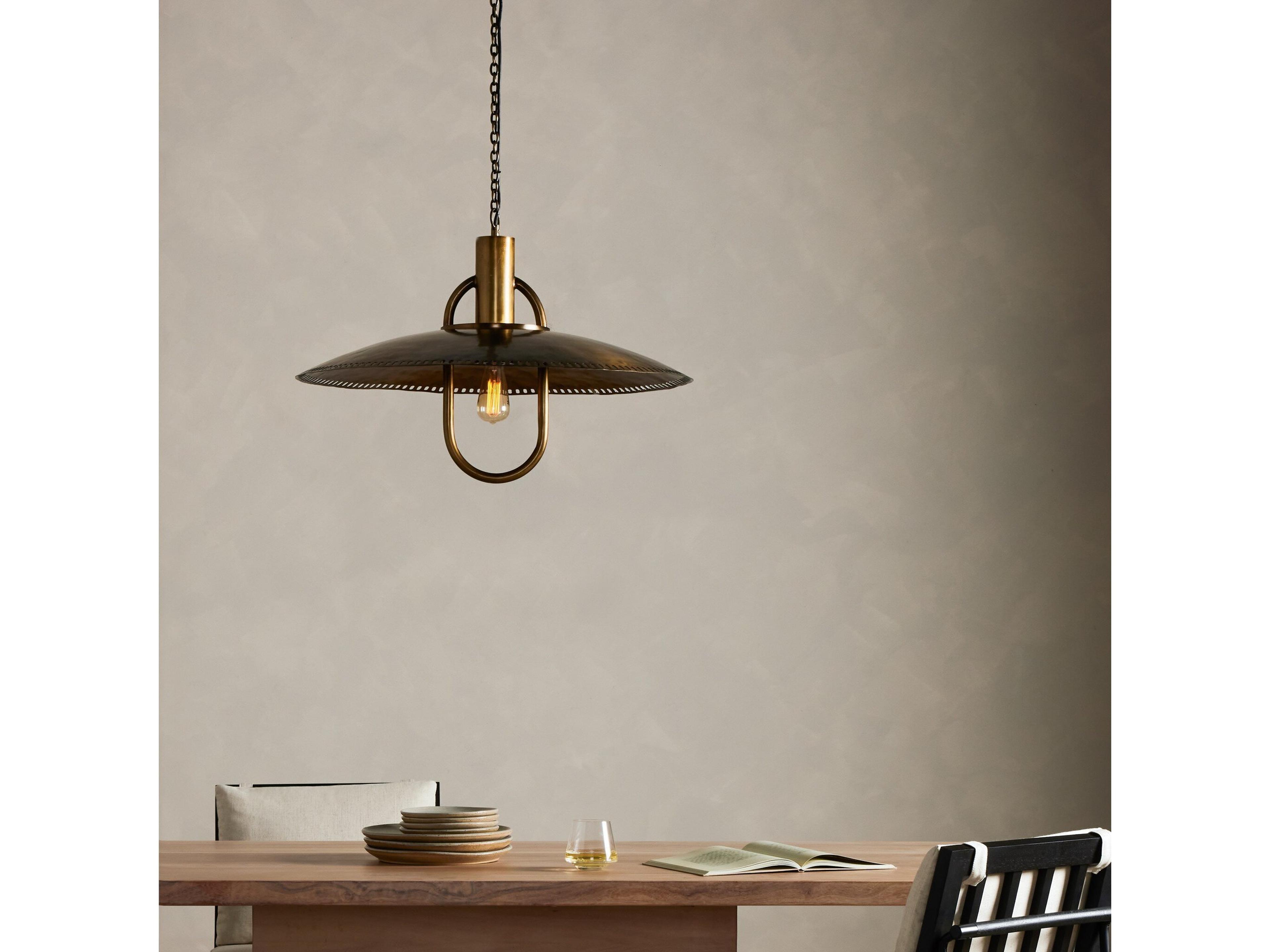 Four Hands Hutton 1-Light Dark Antique Brass Dome Pendant