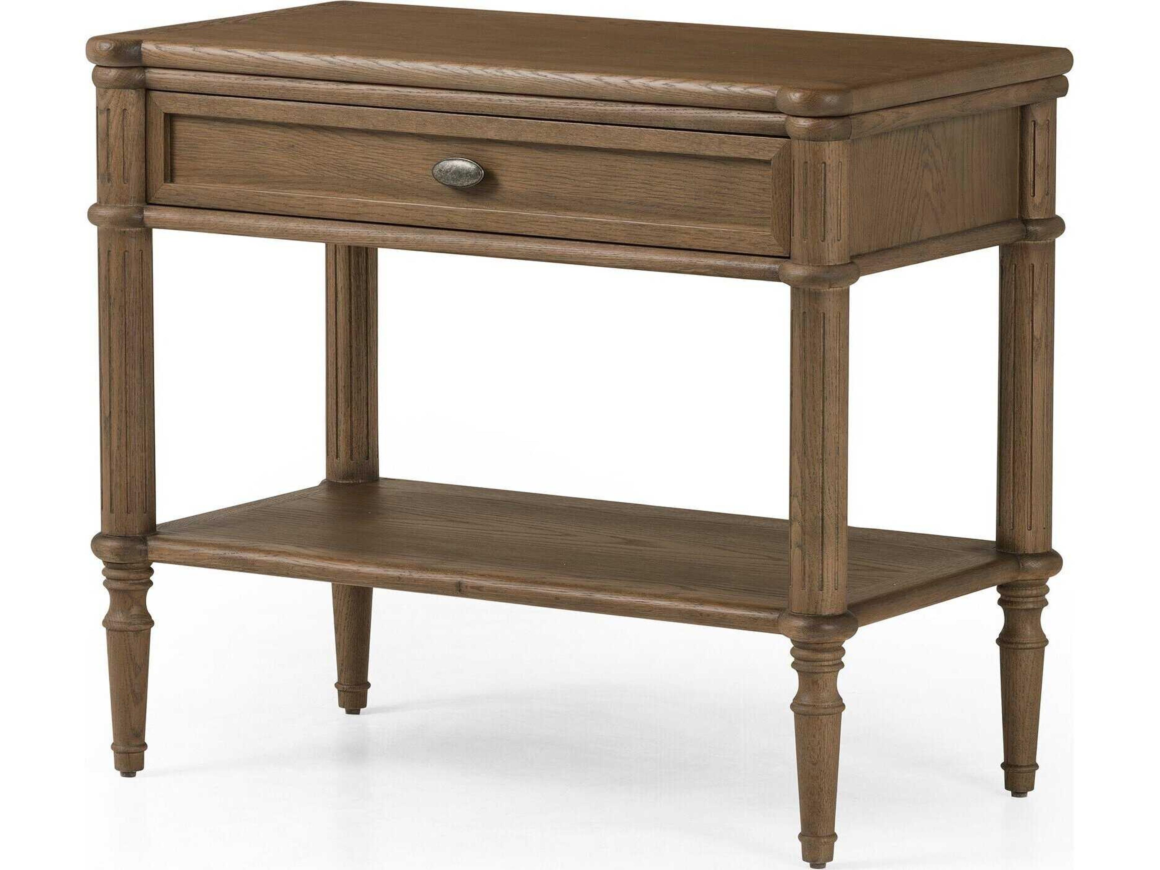 Collins Toulouse Toasted Oak Veneer Oak Wood Nightstand