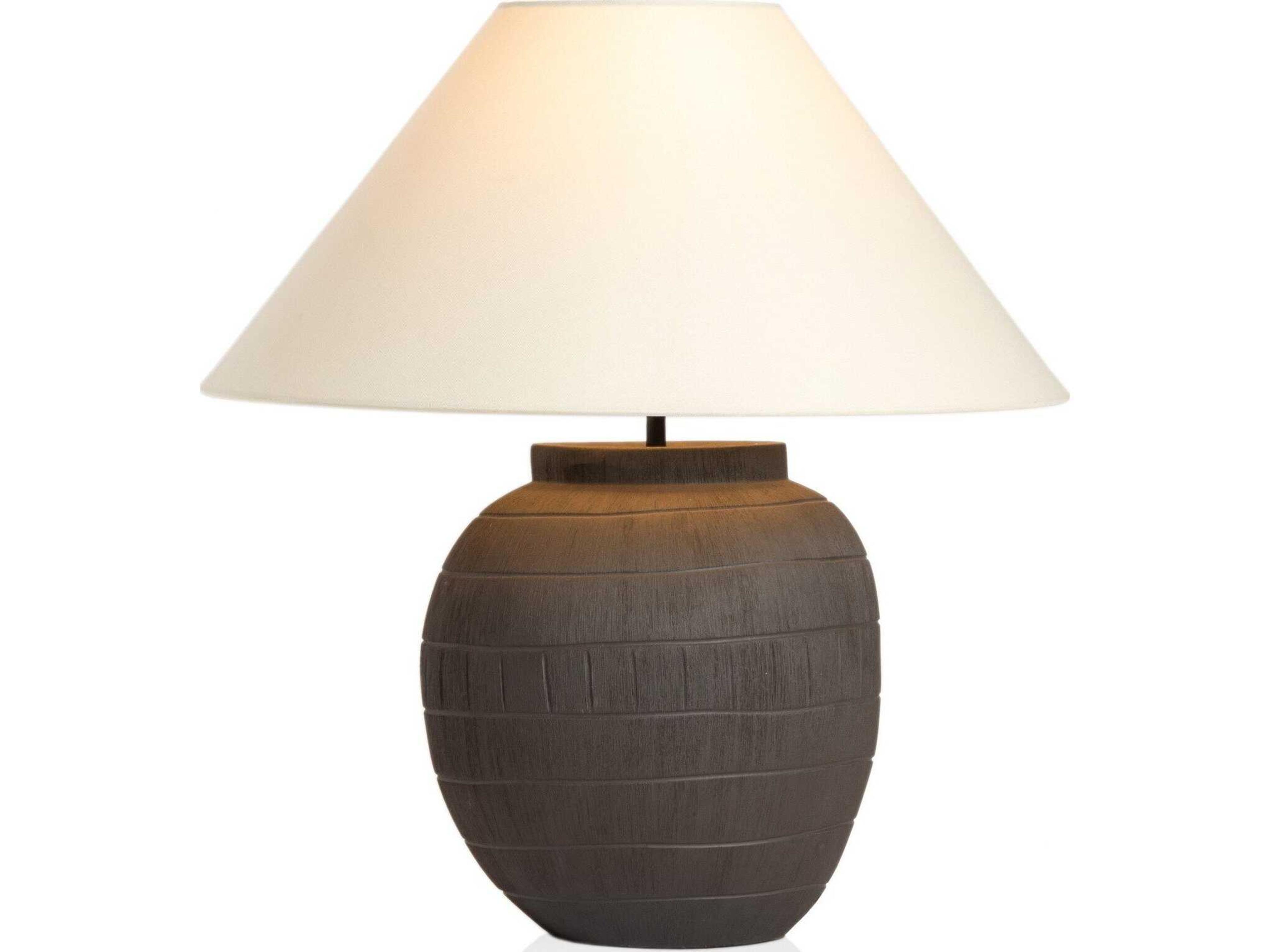 Ryker Muji Textured Matte Black Porcelain Ceramic Table Lamp