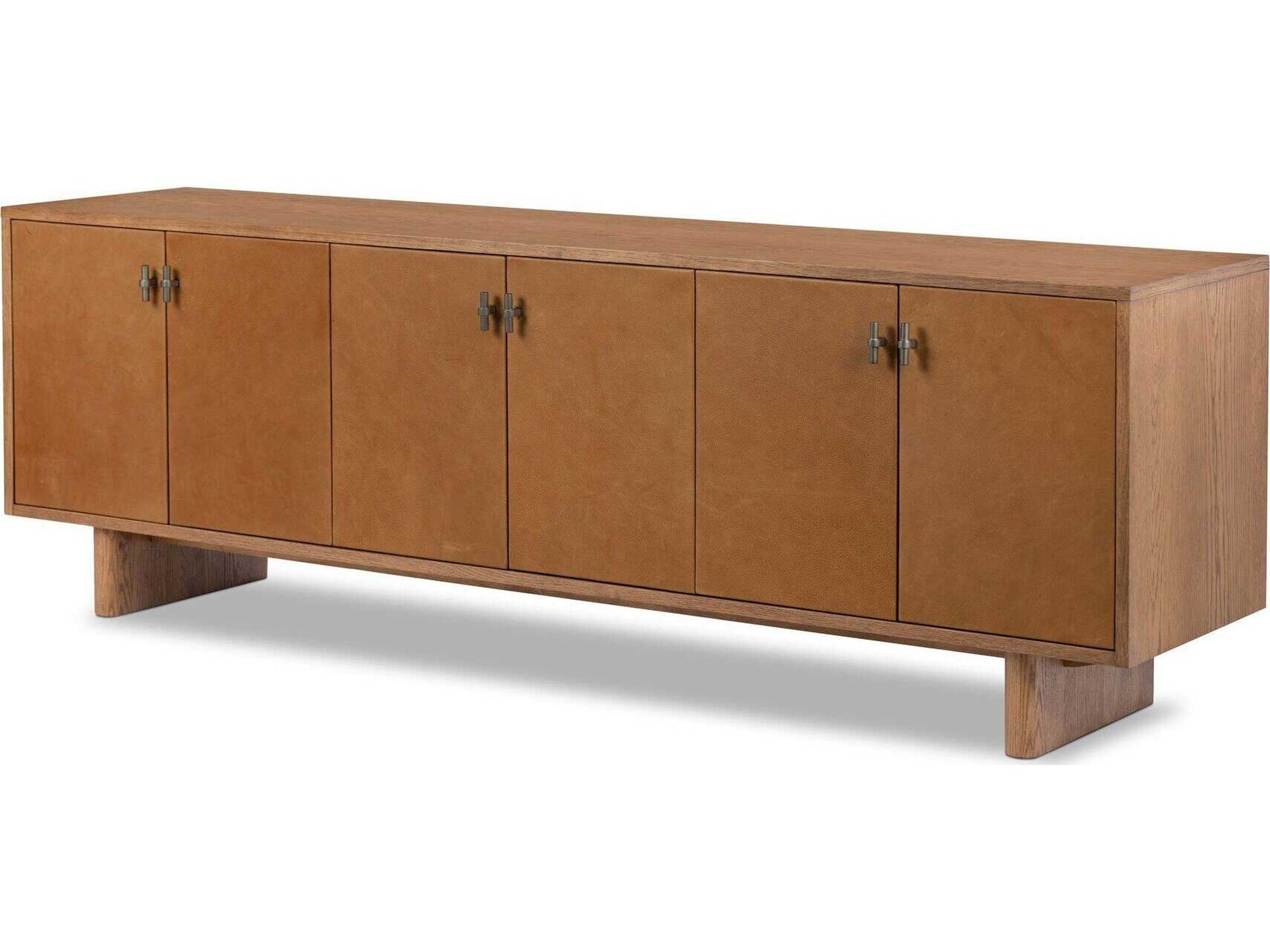 Bolton Posada 78" Oak Wood Amber Palermo Cognac Gunmetal Media Console