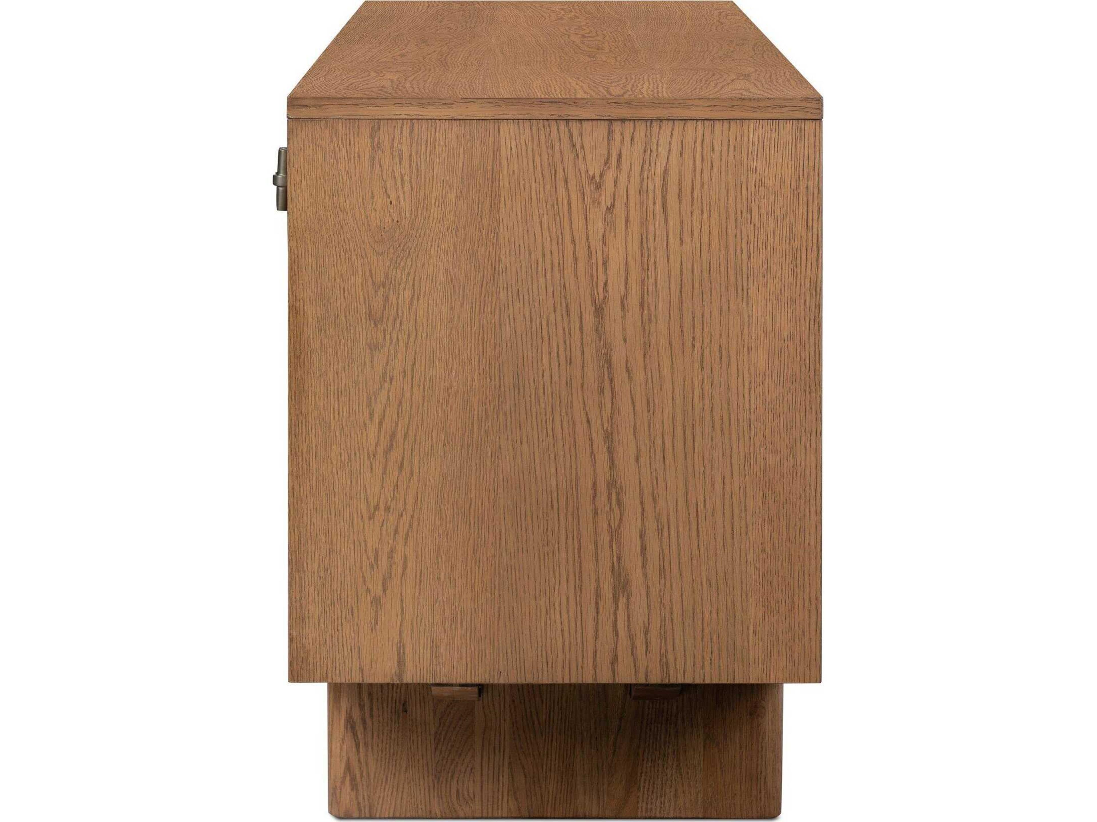 Four Hands Bolton Posada 78" Oak Wood Amber Palermo Cognac Gunmetal Media Console