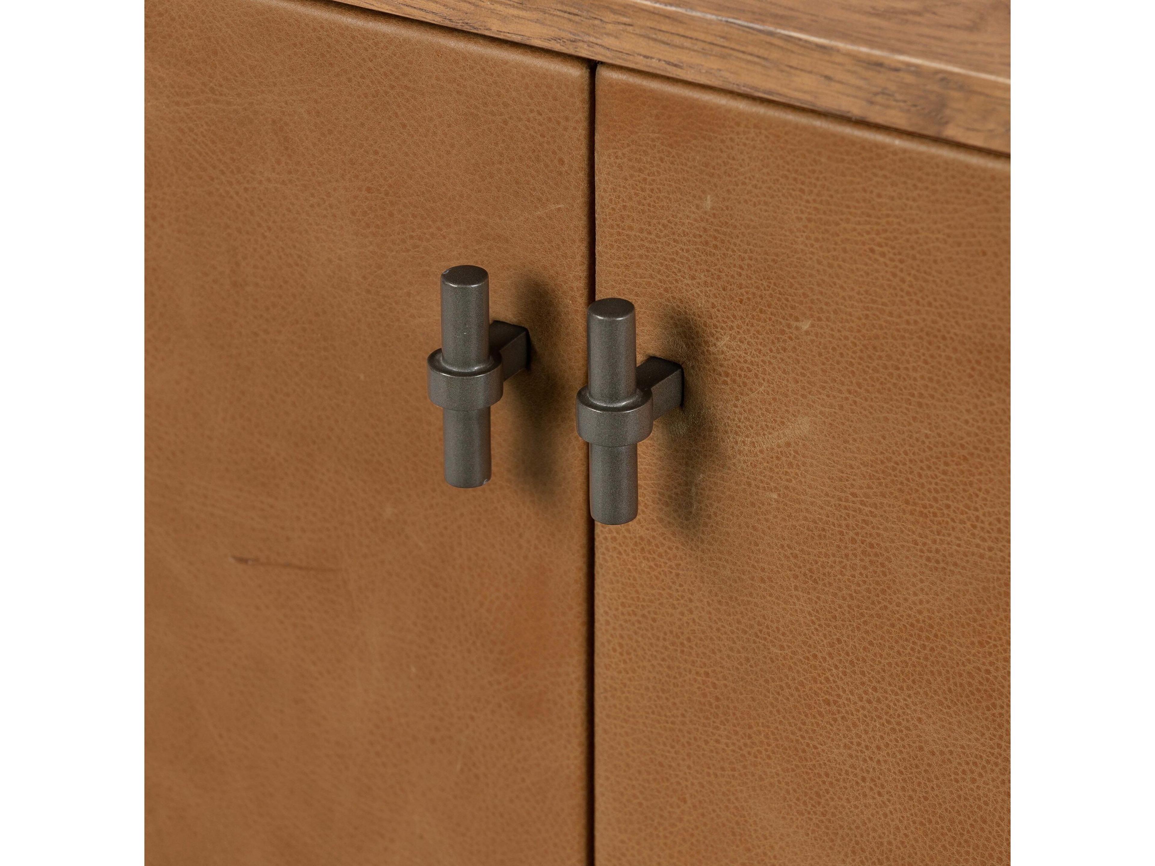 Four Hands Bolton Posada 78" Oak Wood Amber Palermo Cognac Gunmetal Media Console