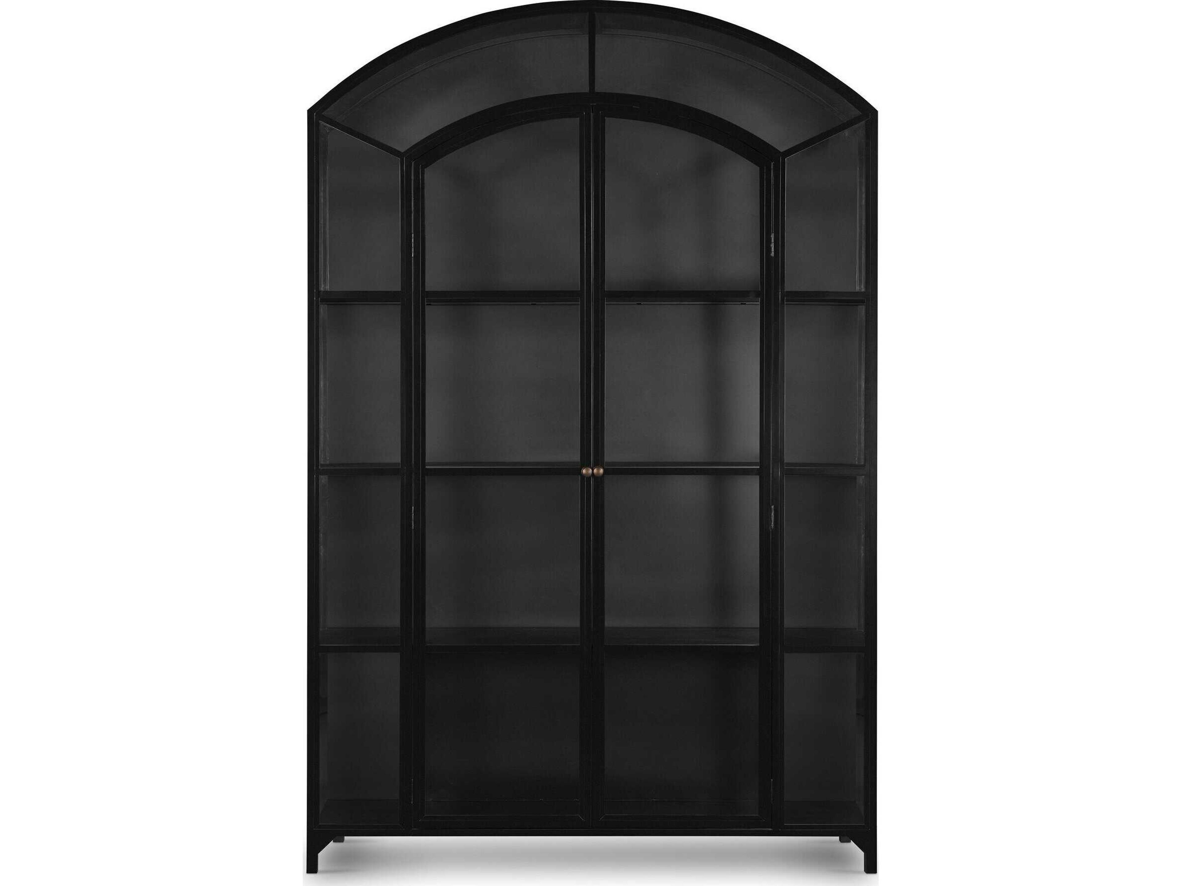 Four Hands Belmont Black Weathered Bronze Clear Glass Display Cabinet
