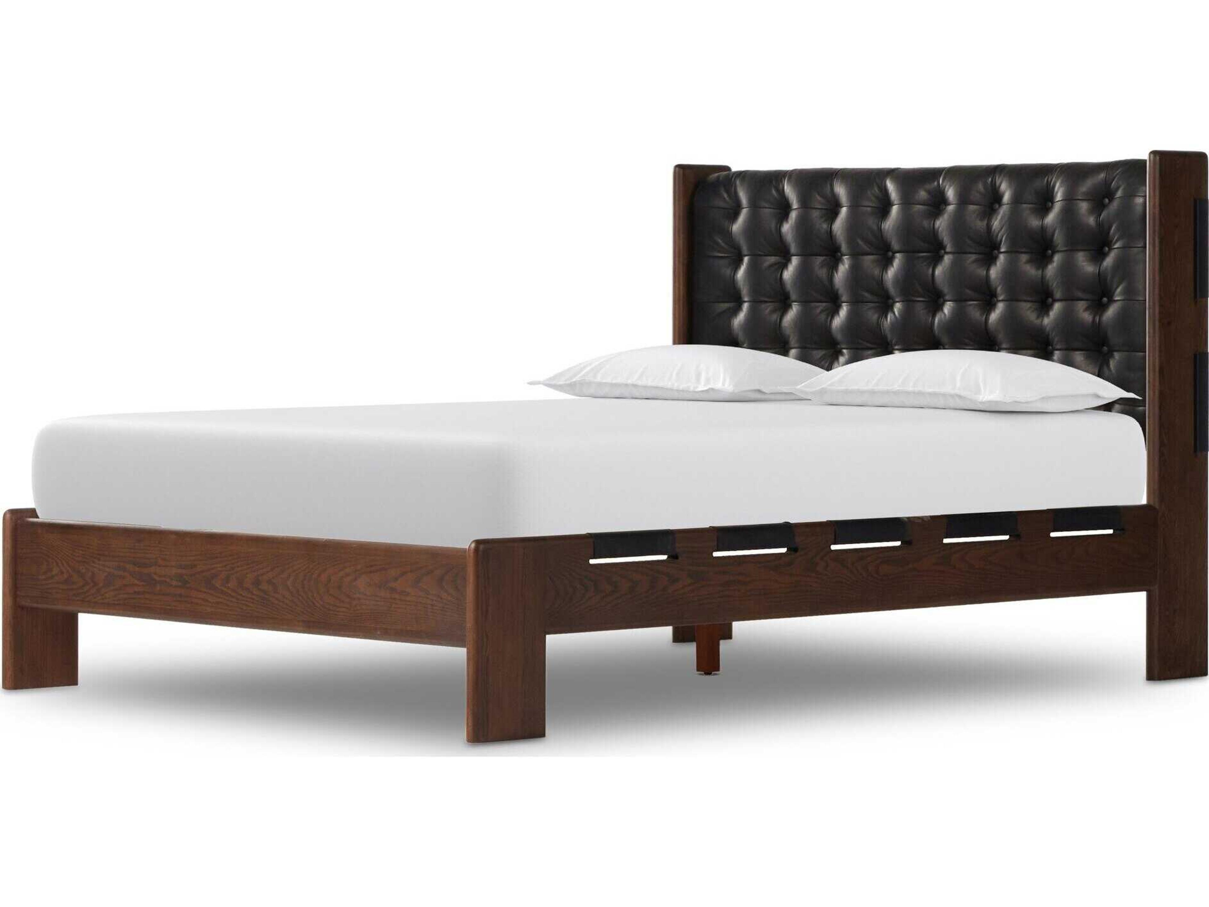 Halston Bed King Terra Brown Ash Leather