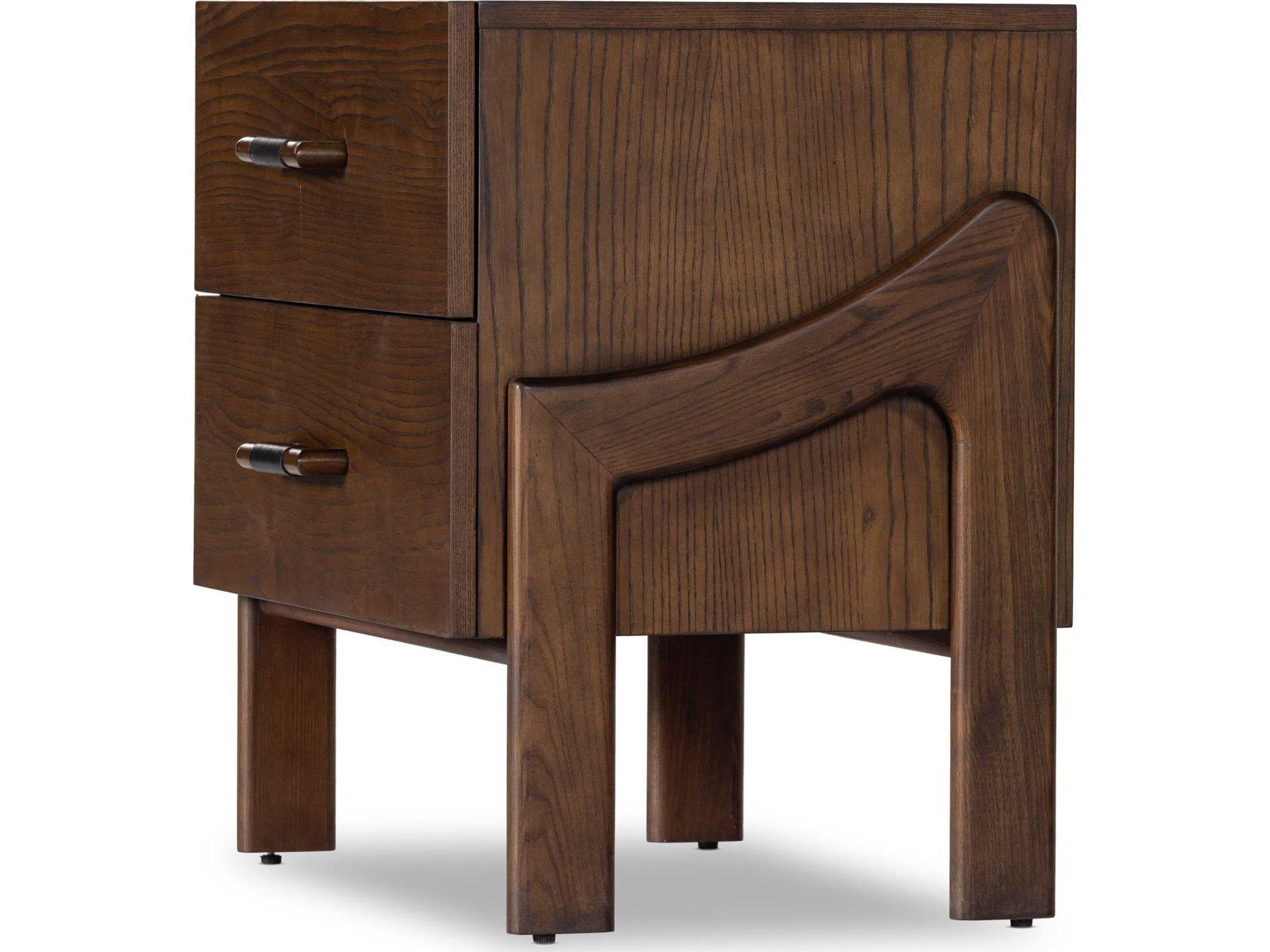 Luxecor Globetrotter Halston 2-Drawers Ash Wood Nightstand