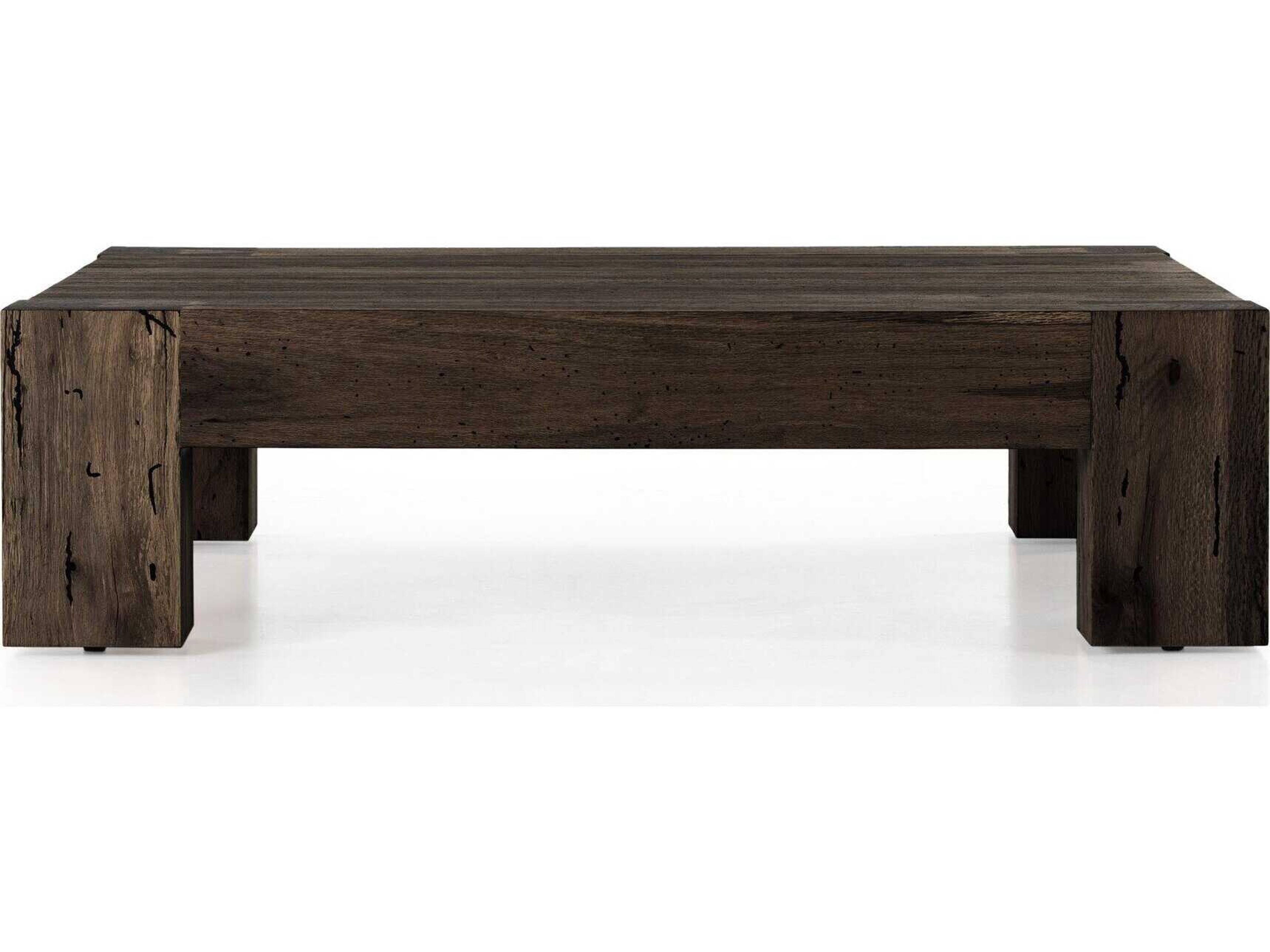 Four Hands Wesson Abaso Square Ebony Rustic Wormwood Oak Coffee Table