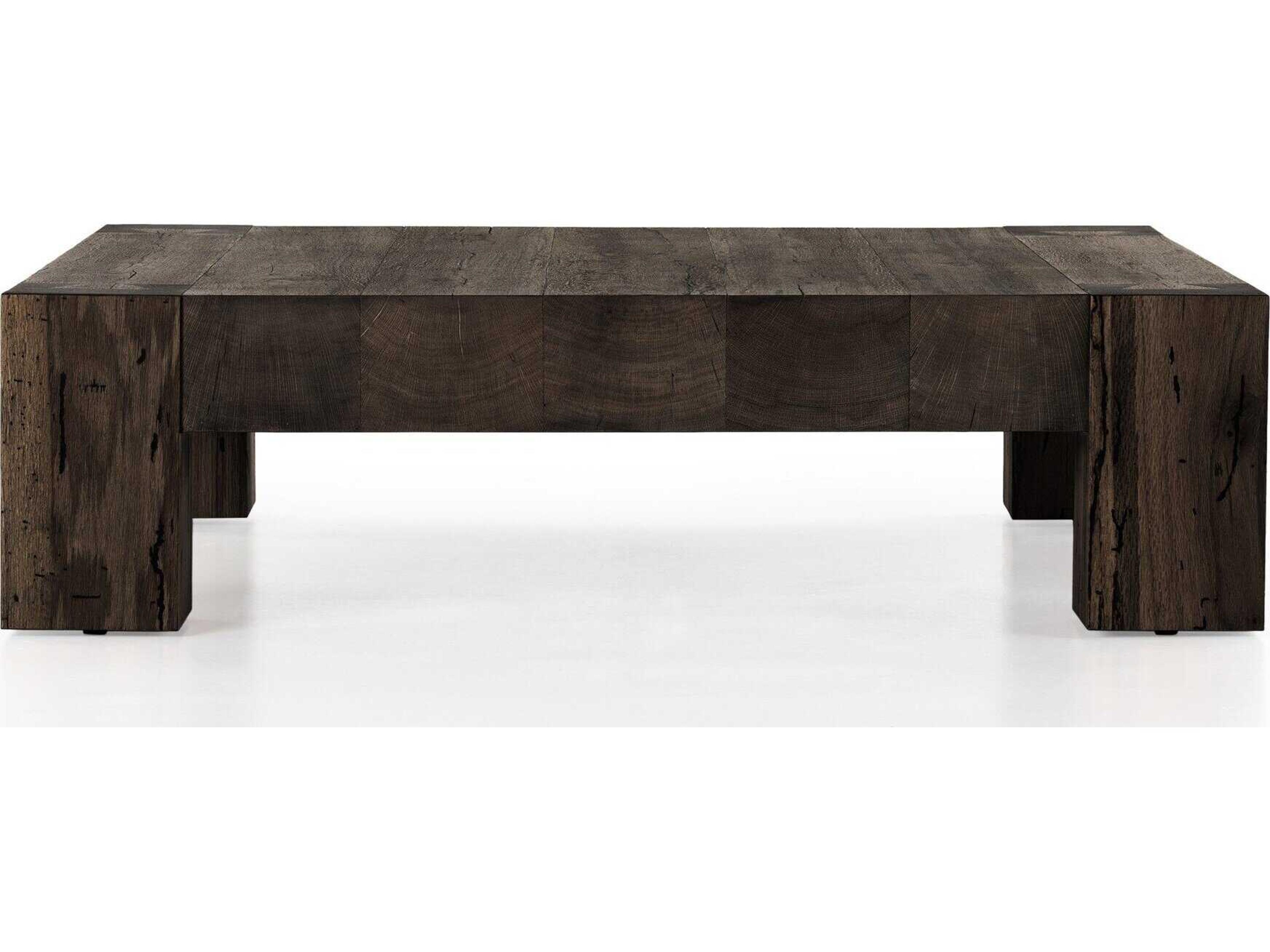 Four Hands Wesson Abaso Square Ebony Rustic Wormwood Oak Coffee Table
