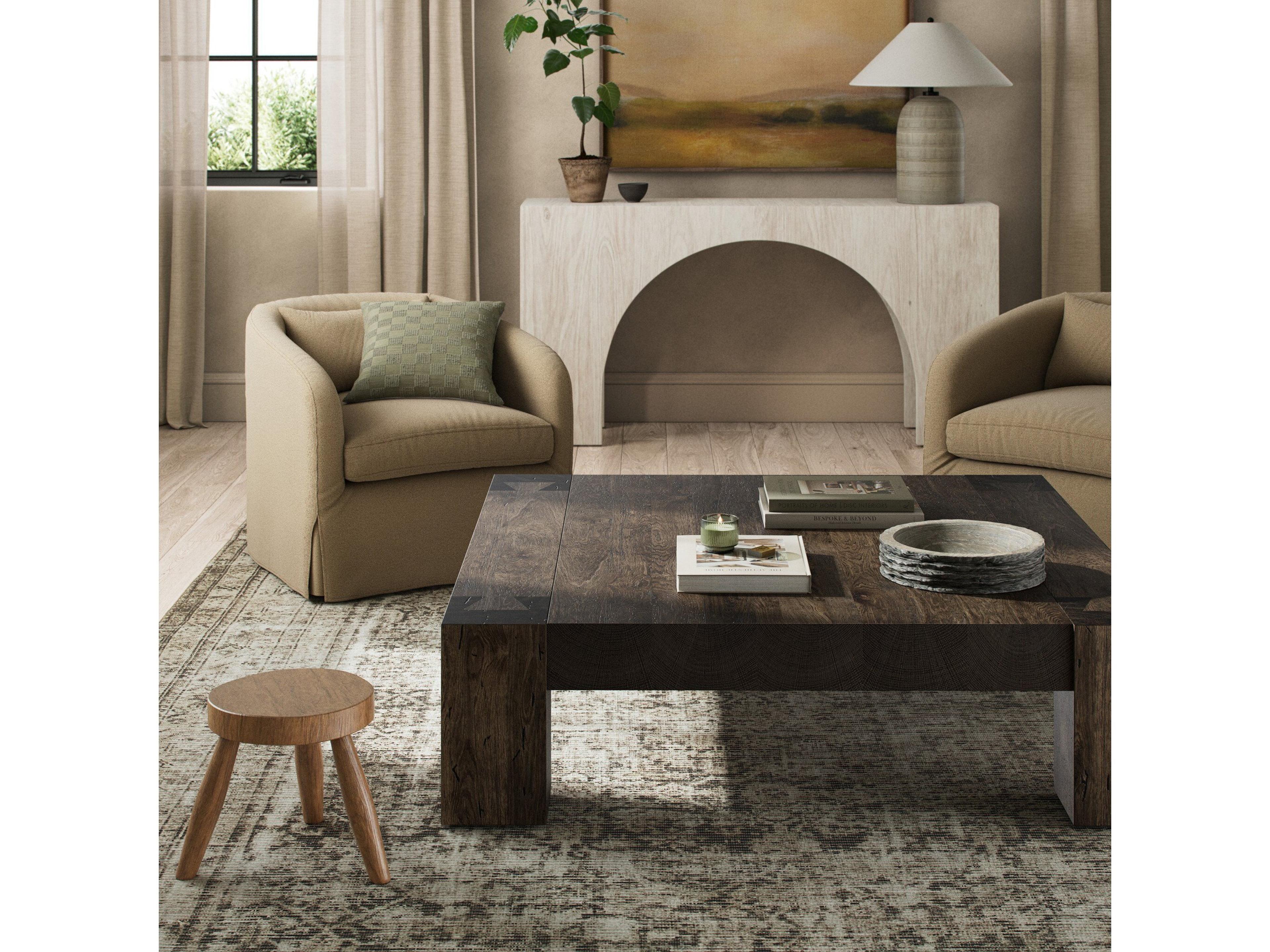 Four Hands Wesson Abaso Square Ebony Rustic Wormwood Oak Coffee Table