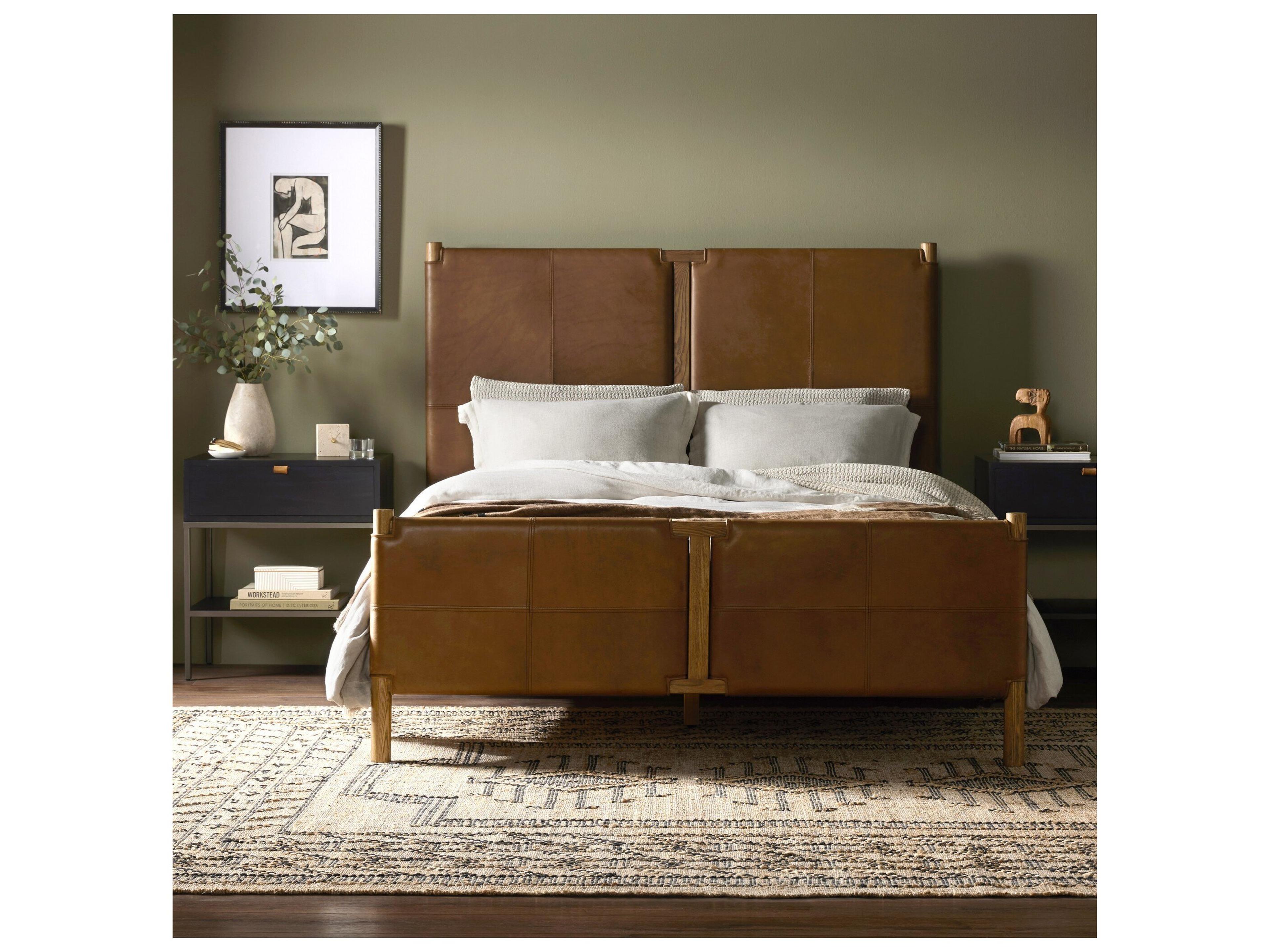 Four Hands Bolton Brown Ash Wood Upholstered California King Panel Bed