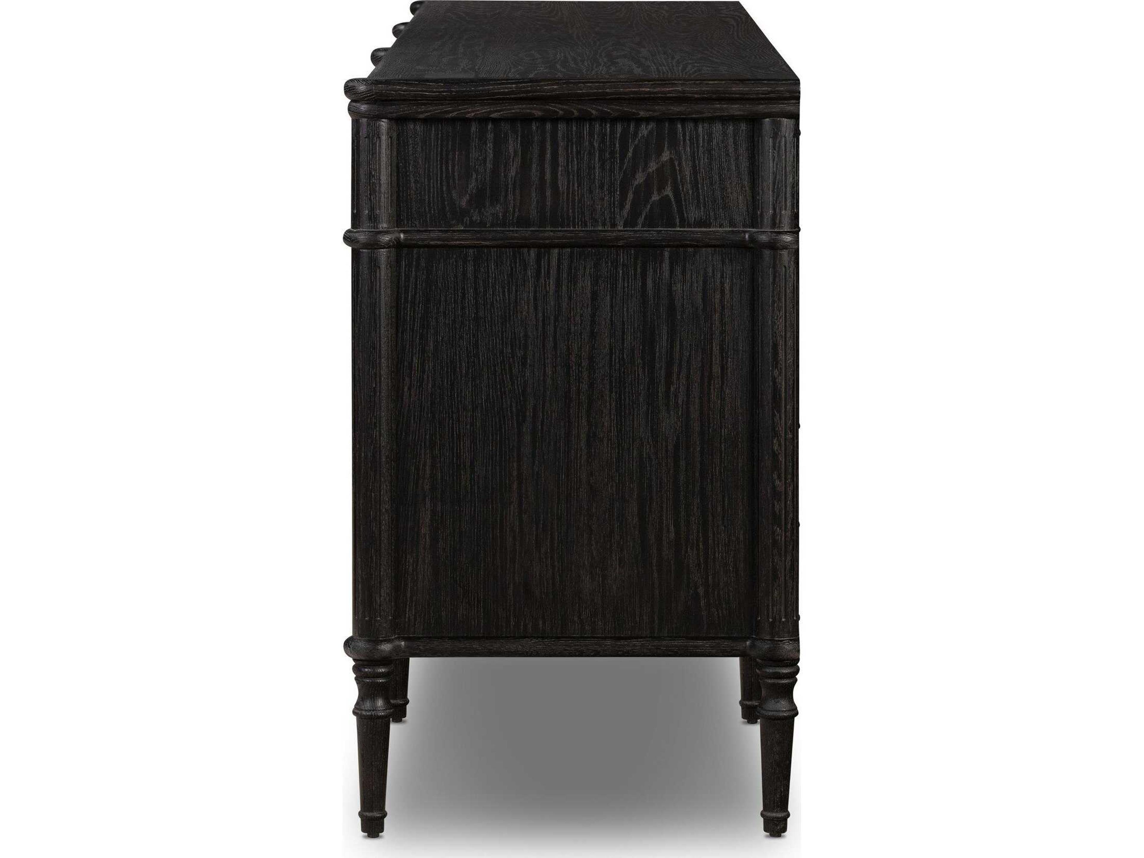 Four Hands Collins Toulouse Distressed Black Oak  Wood 9 Drawer Dresser