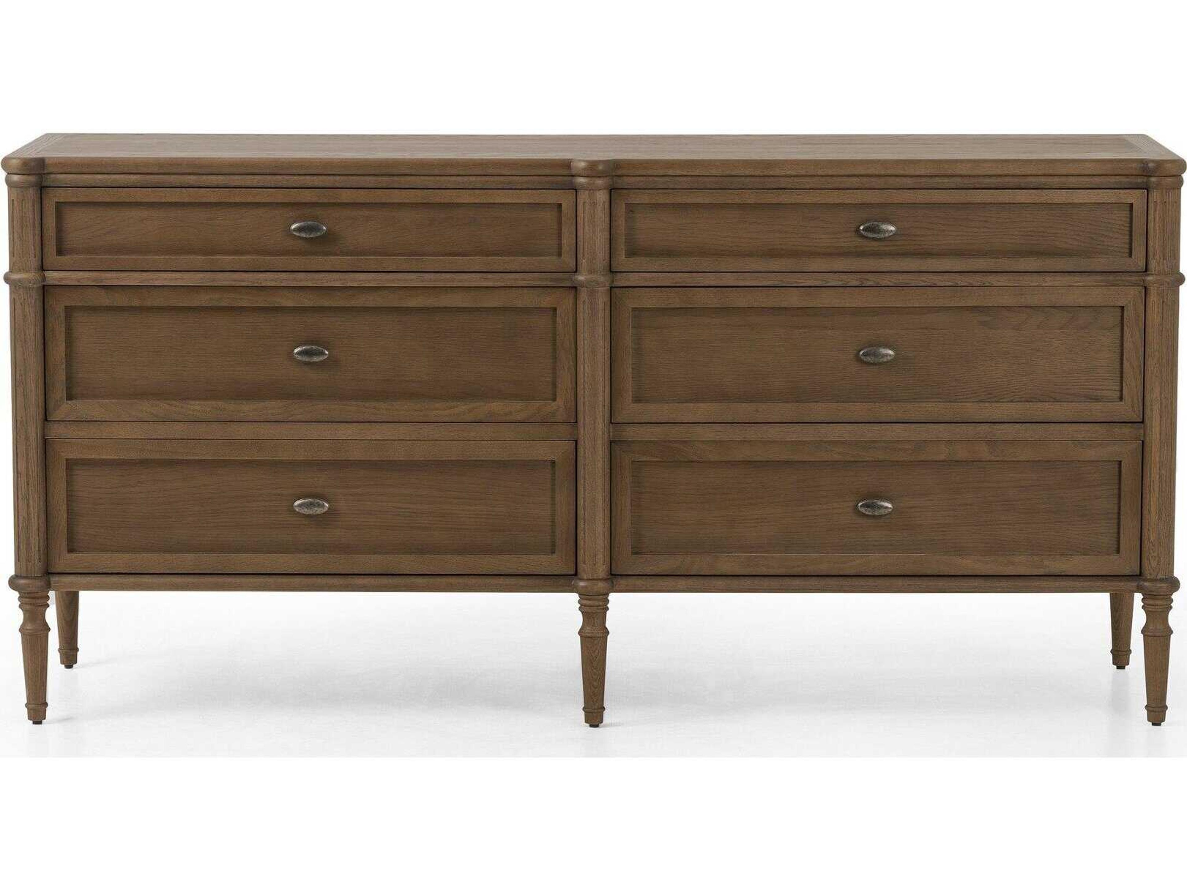Four Hands Collins Toulouse Toasted Oak  Wood 6 Drawer Dresser