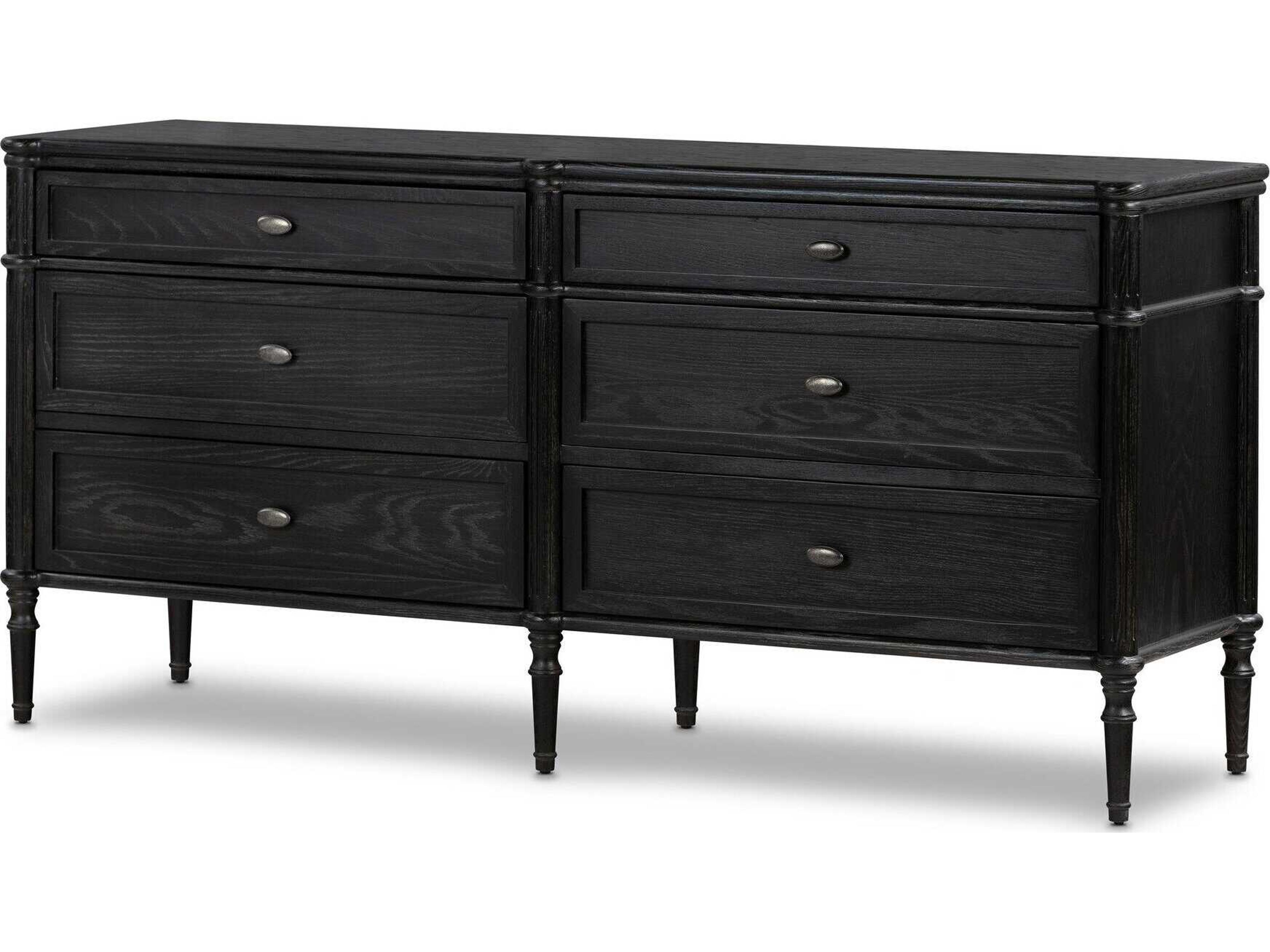 Toulouse 6 Drawer Dresser in Distressed Black