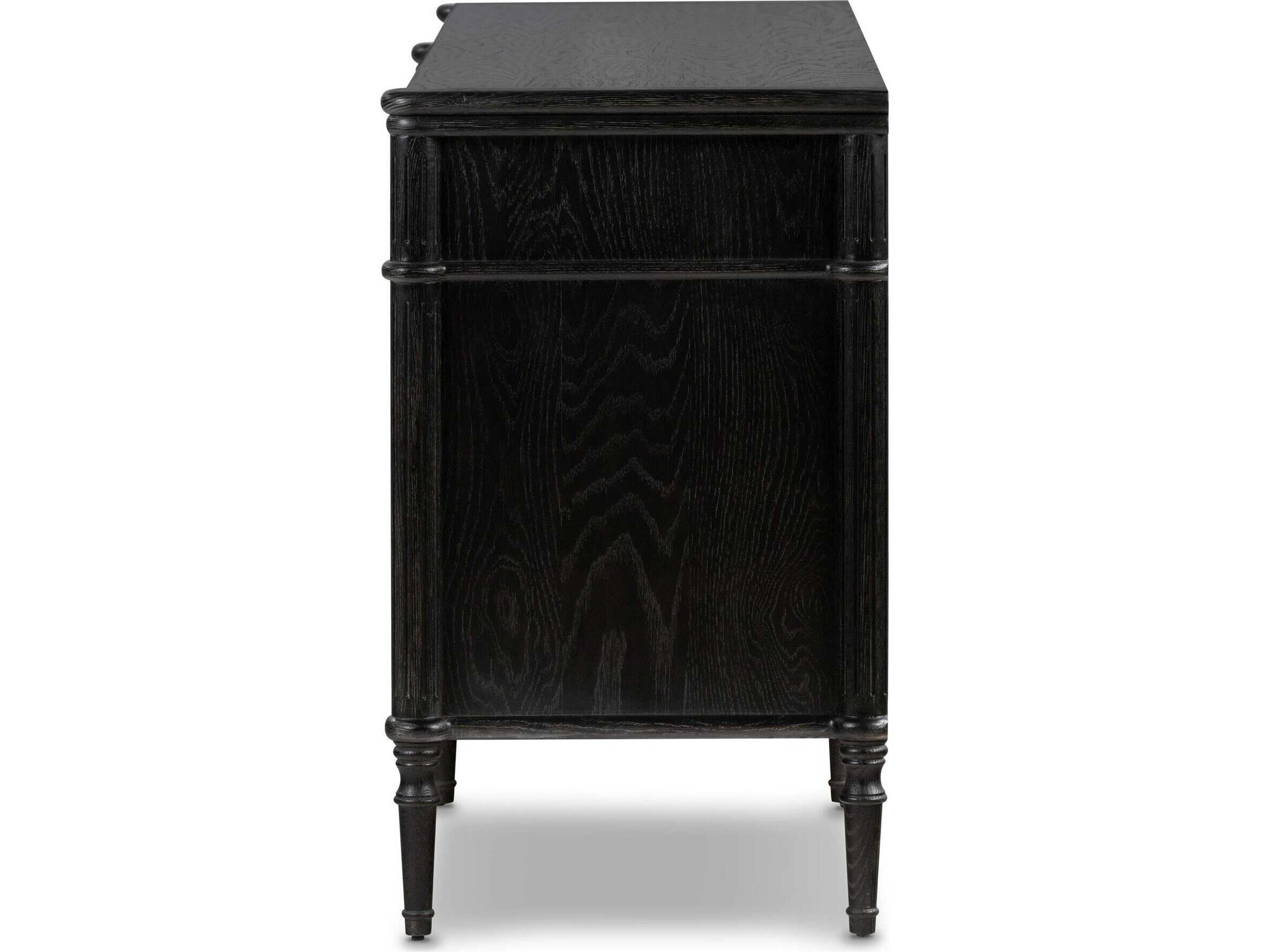 Four Hands Collins Toulouse Distressed Black Oak  Wood 6 Drawer Dresser