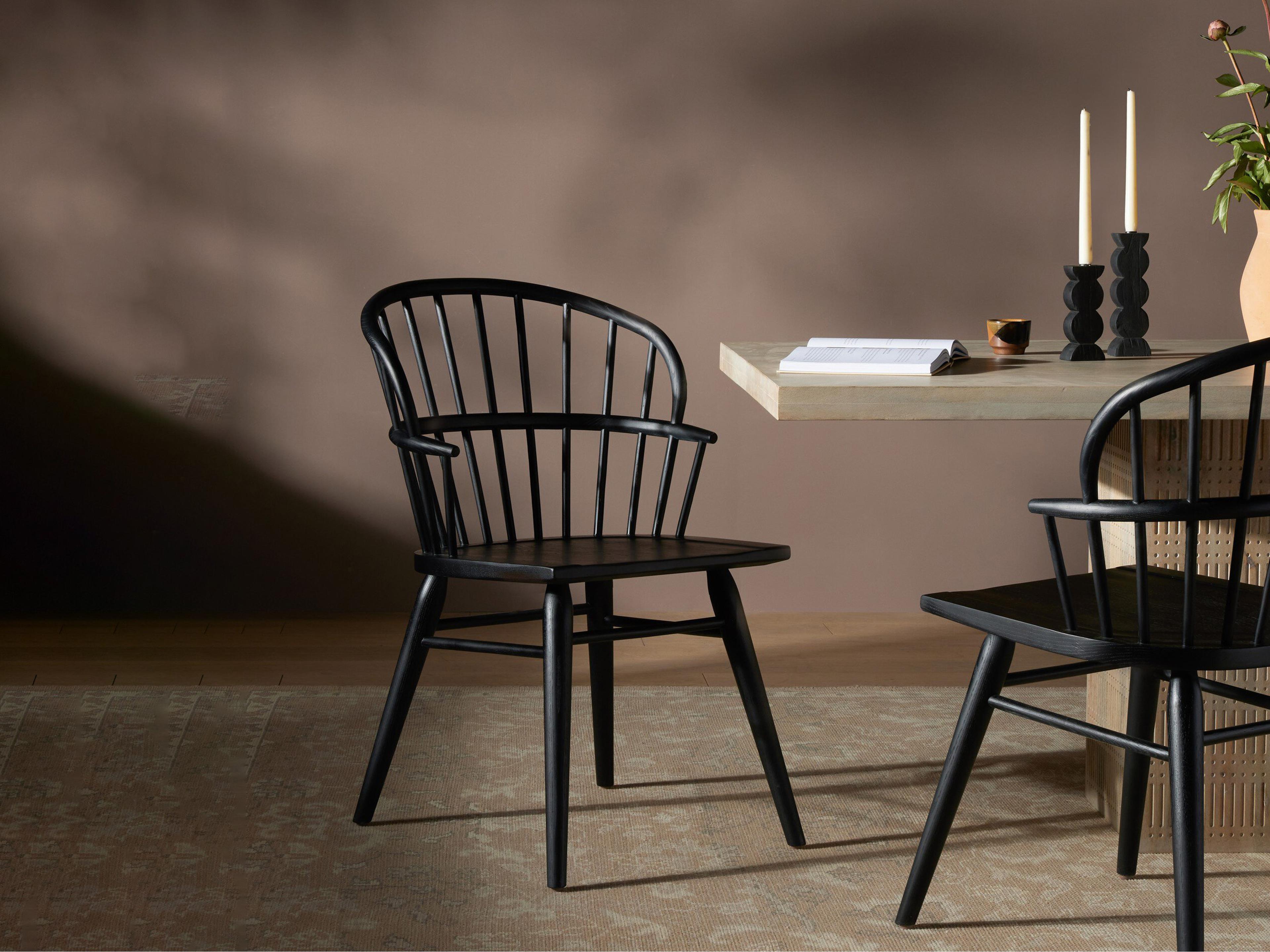 Four Hands Keston Connor Ash Wood Black Side Dining Chair