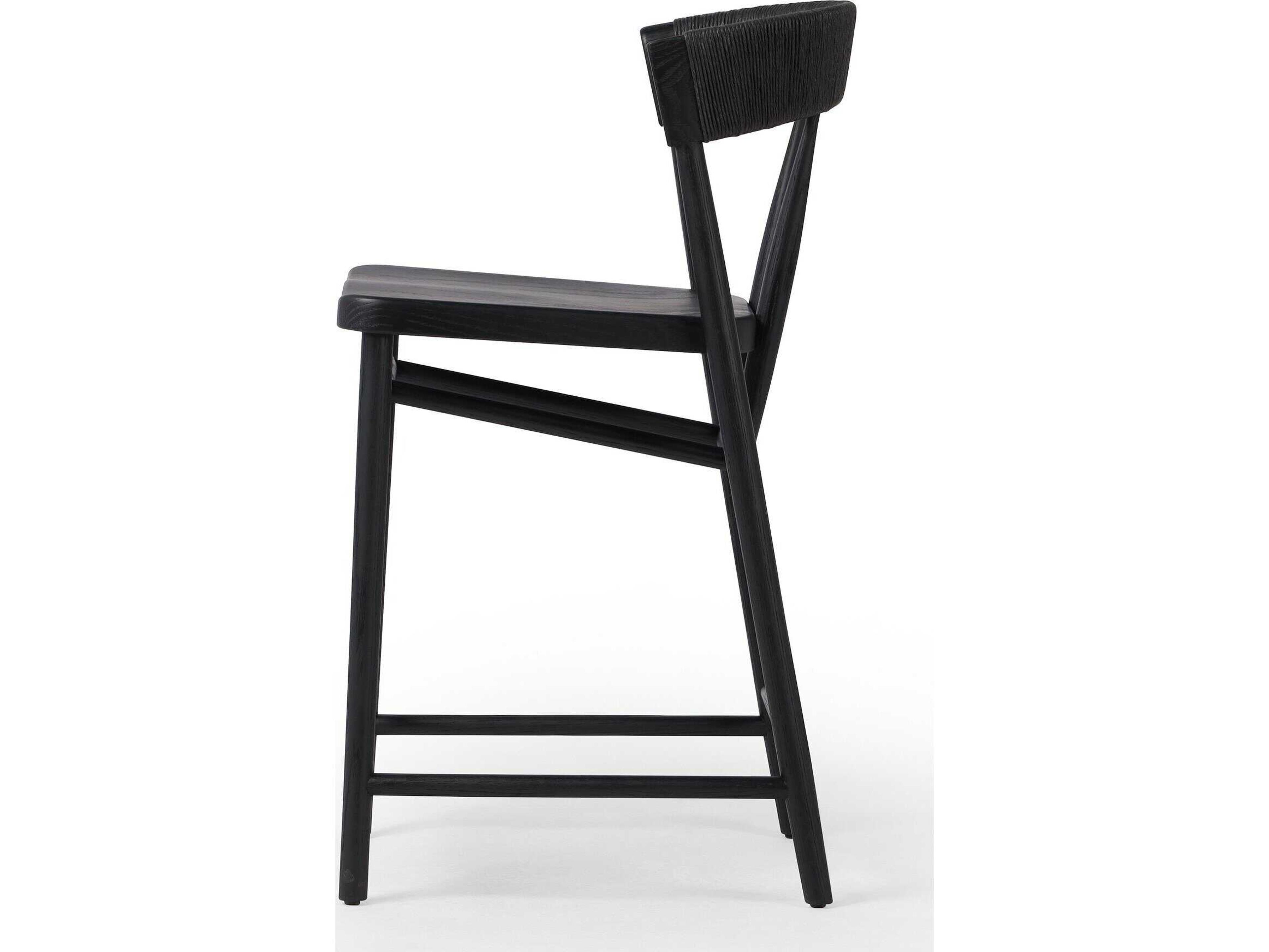Four Hands Allston Buxton Oak Wood Black Rush Counter Stool