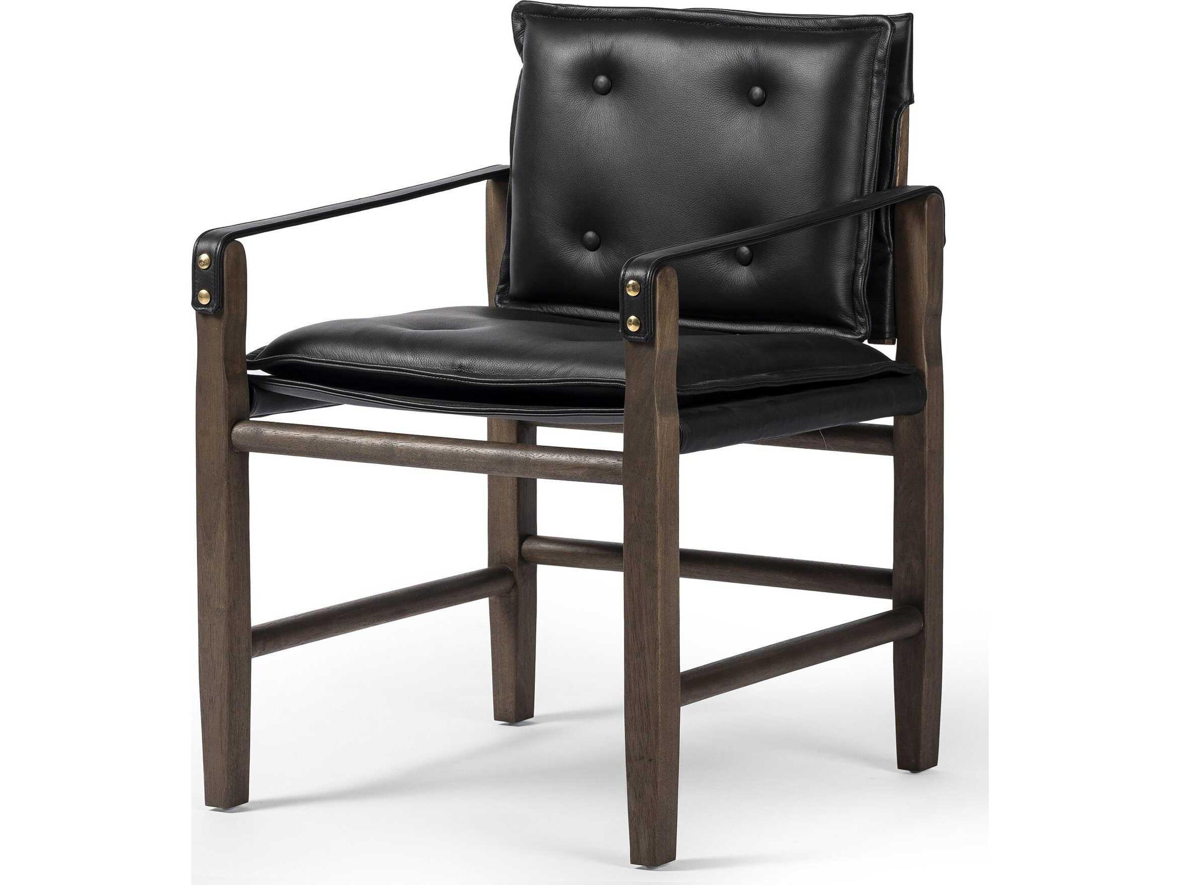 Westgate Parrawood Black Leather Arm Dining Chair