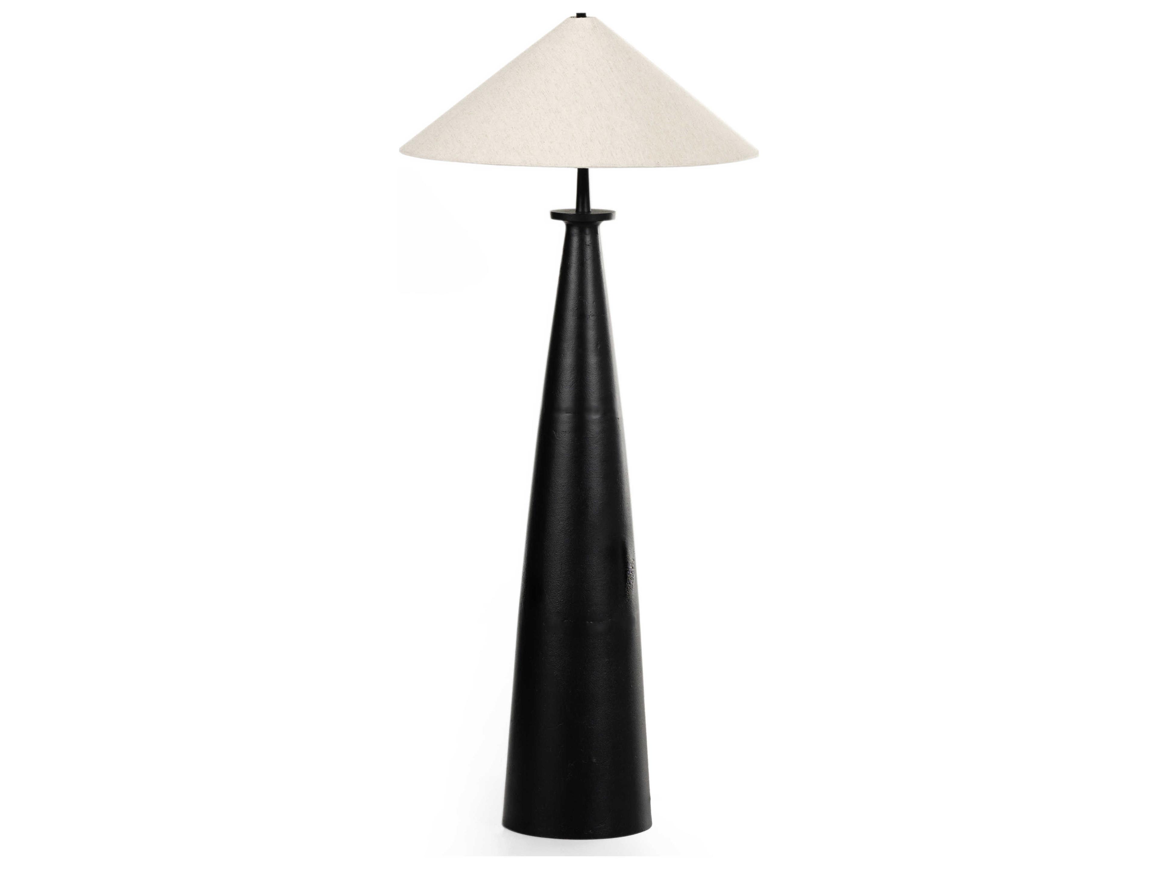 Asher Matte Black Cast Aluminum Light Beige Floor Lamp
