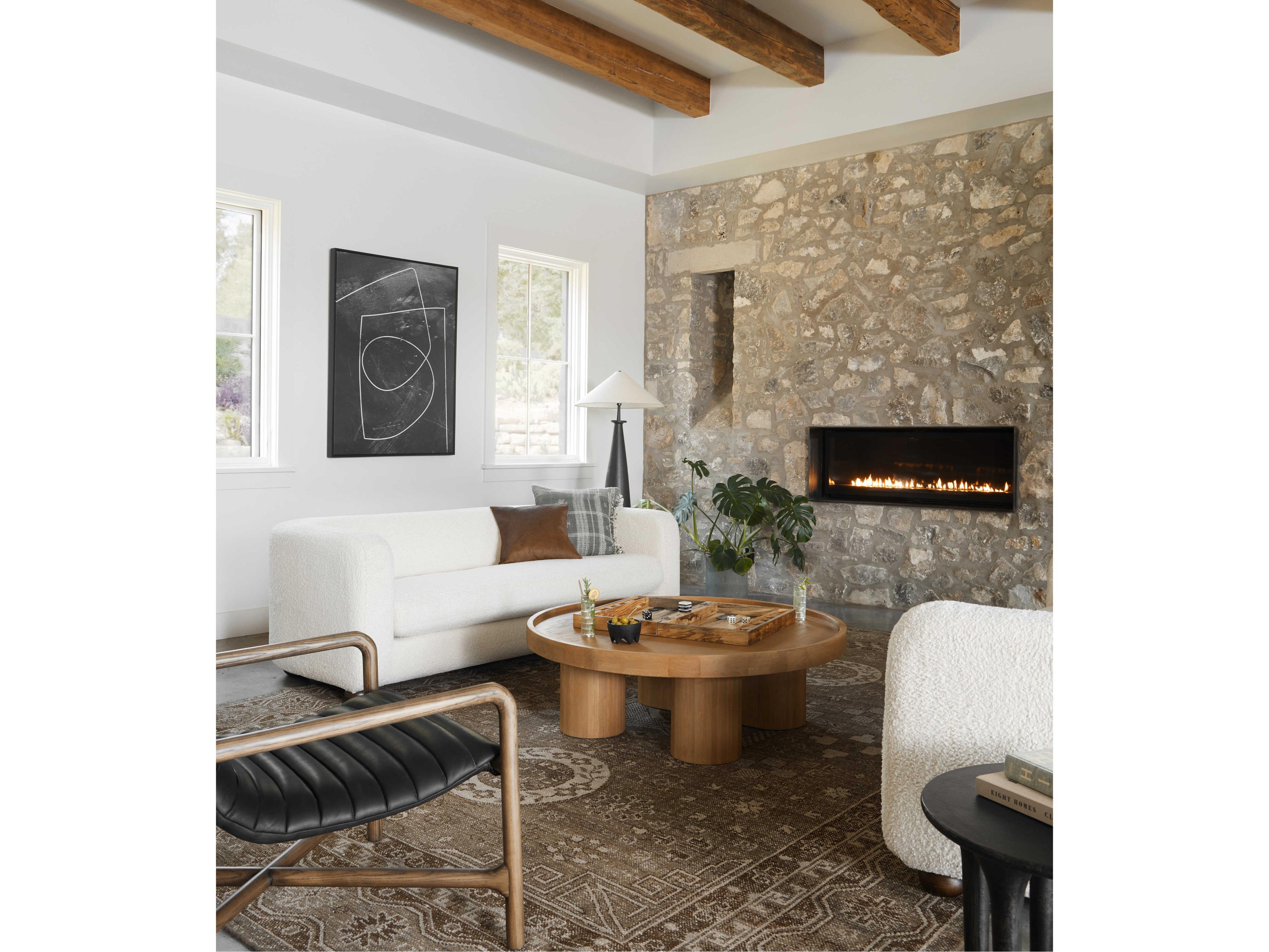 Four Hands Asher Matte Black Cast Aluminum Light Beige Floor Lamp