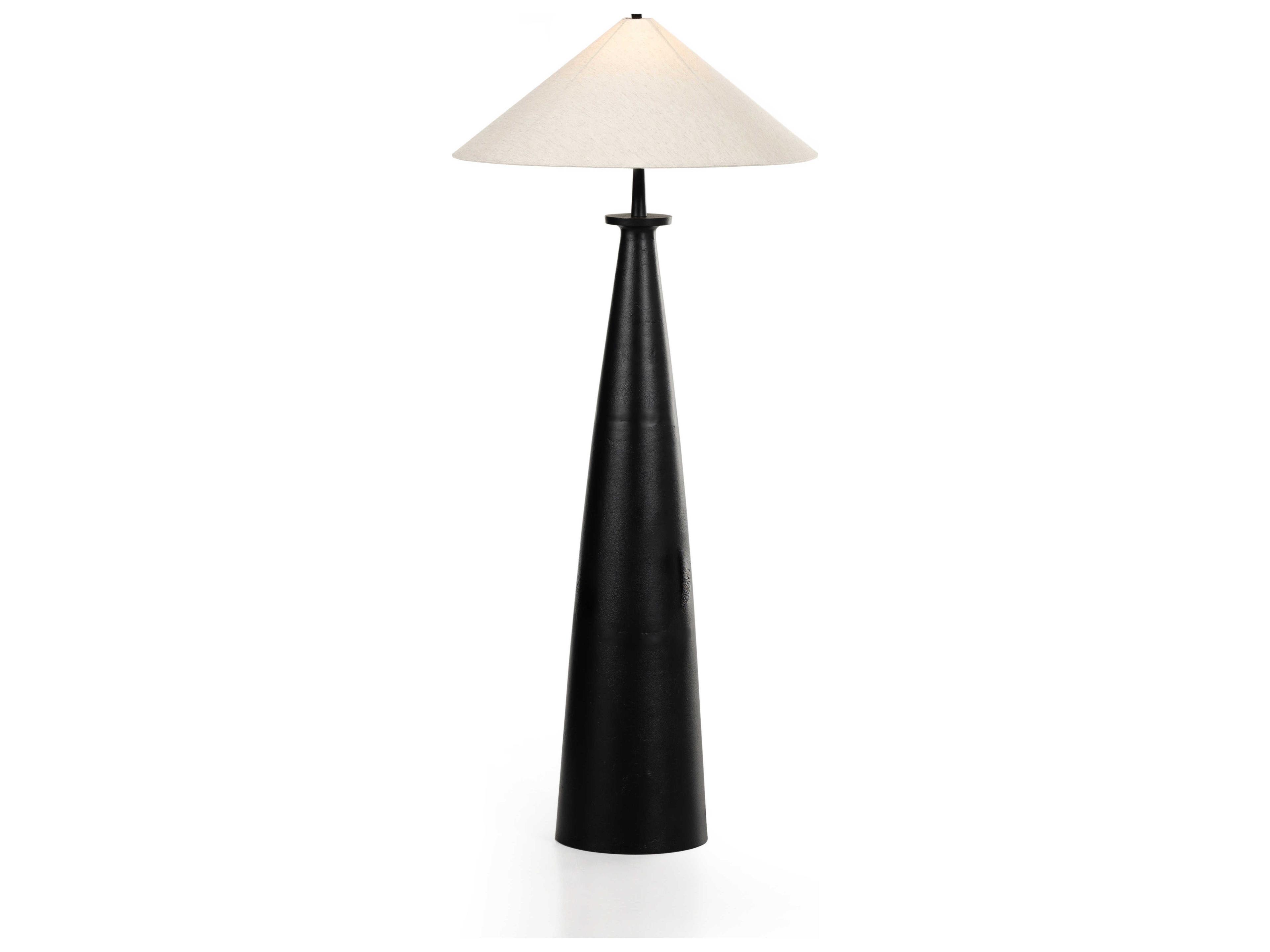 Four Hands Asher Matte Black Cast Aluminum Light Beige Floor Lamp