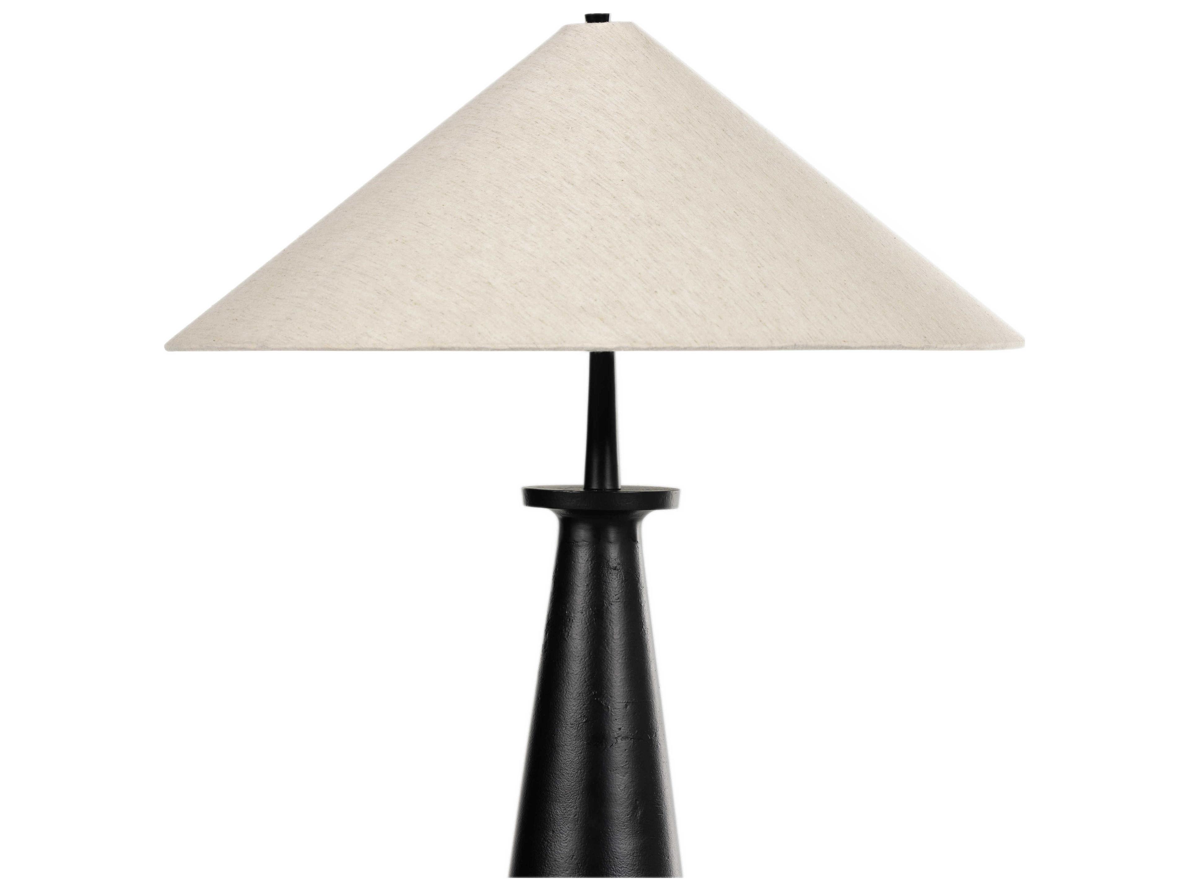 Four Hands Asher Matte Black Cast Aluminum Light Beige Floor Lamp