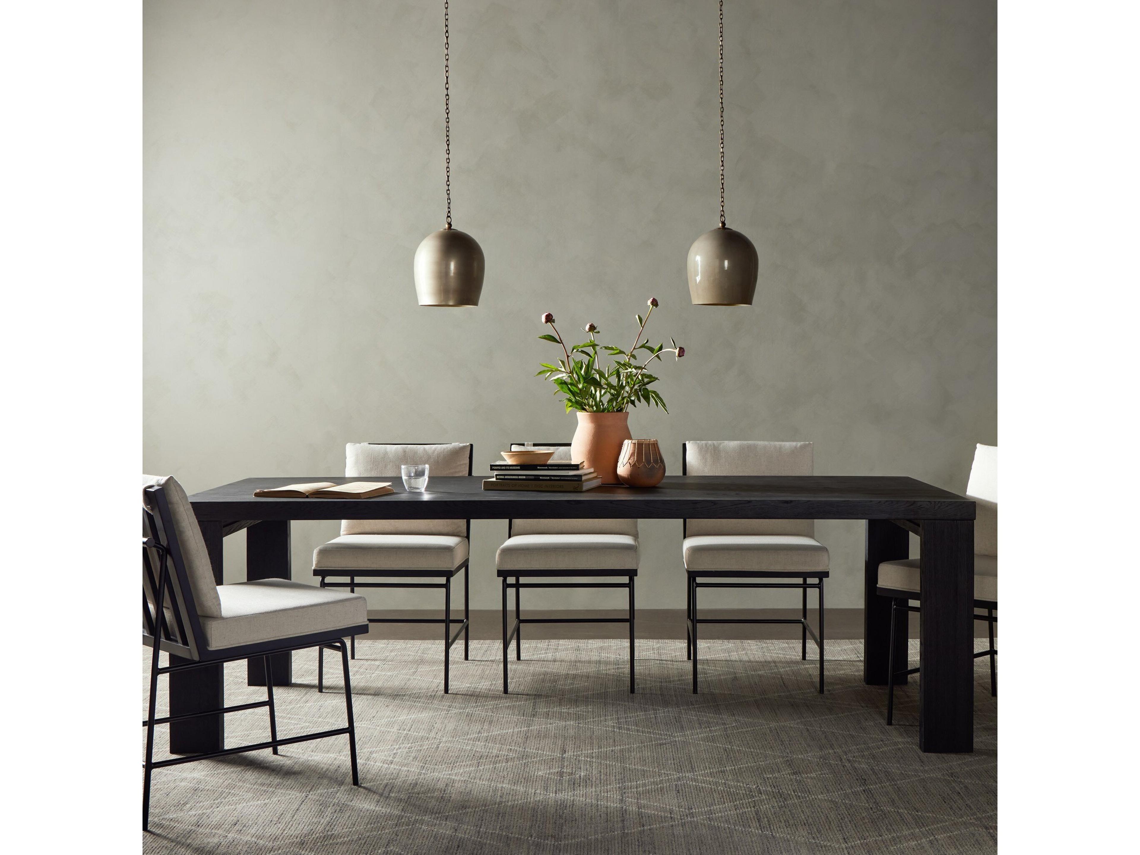 Four Hands Irondale Millie Rectangular Wood Drifted Matte Black Dining Table