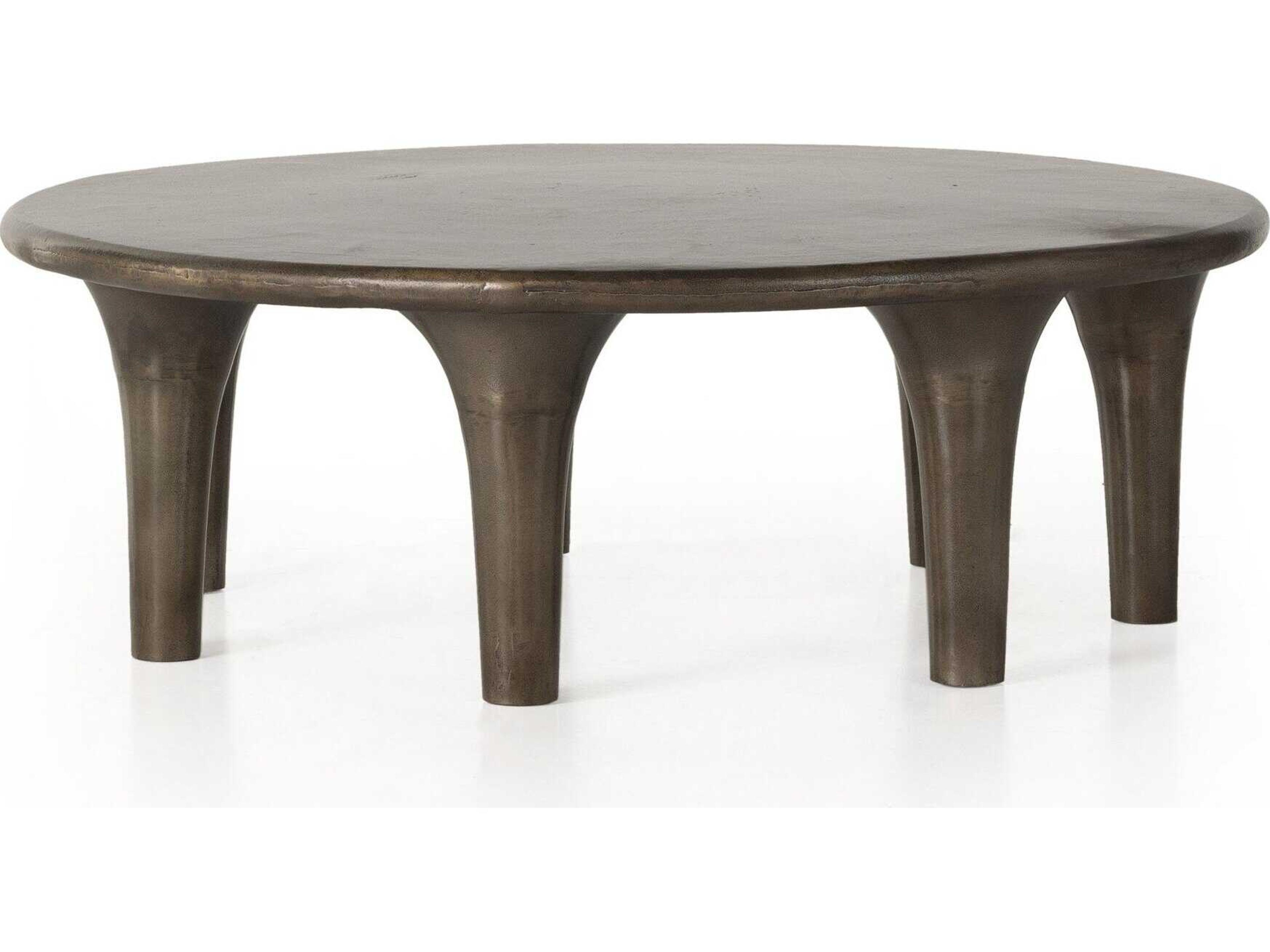 Four Hands Marlow Kelden Aged Bronze Round Wood Coffee Table