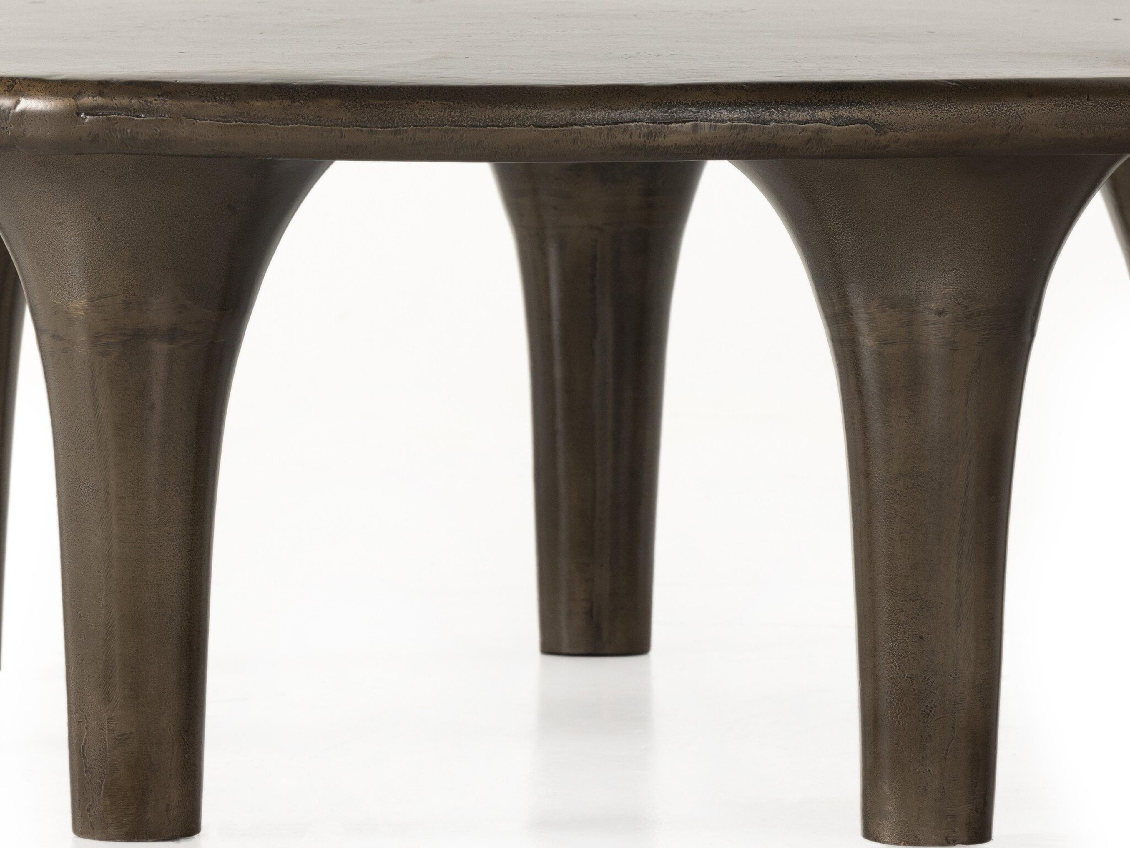 Four Hands Marlow Kelden Aged Bronze Round Wood Coffee Table