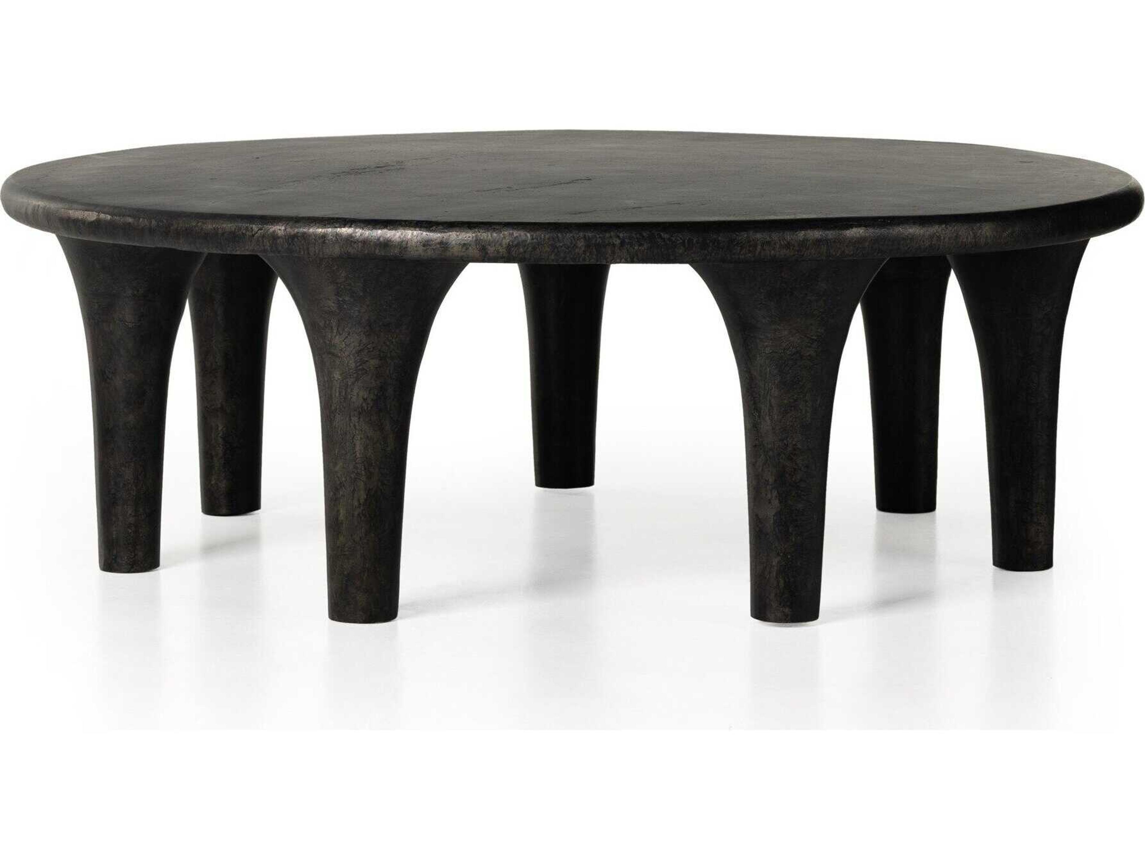 Marlow Kelden Round Metal Raw Black Coffee Table