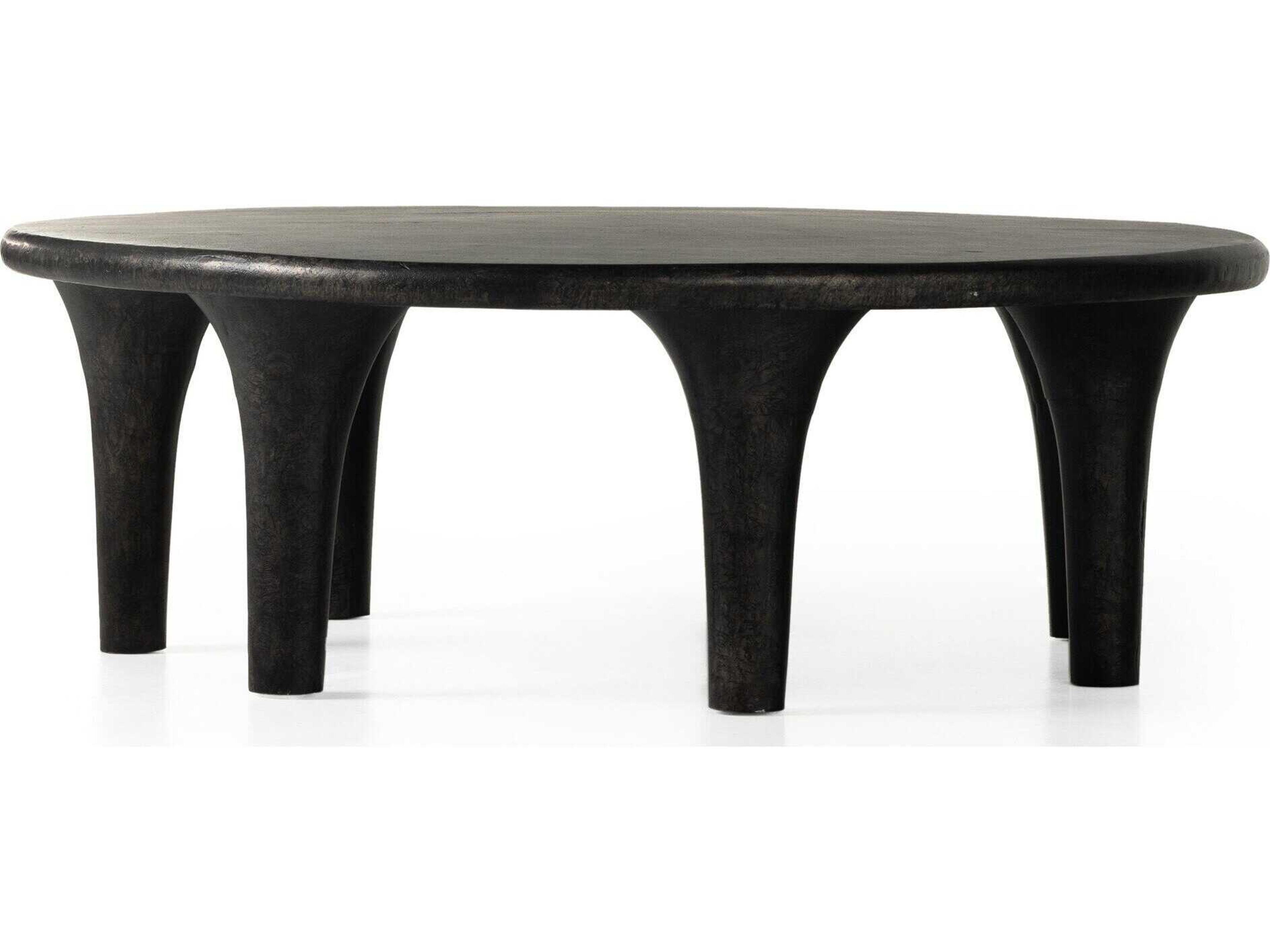 Four Hands Marlow Kelden Round Metal Raw Black Coffee Table