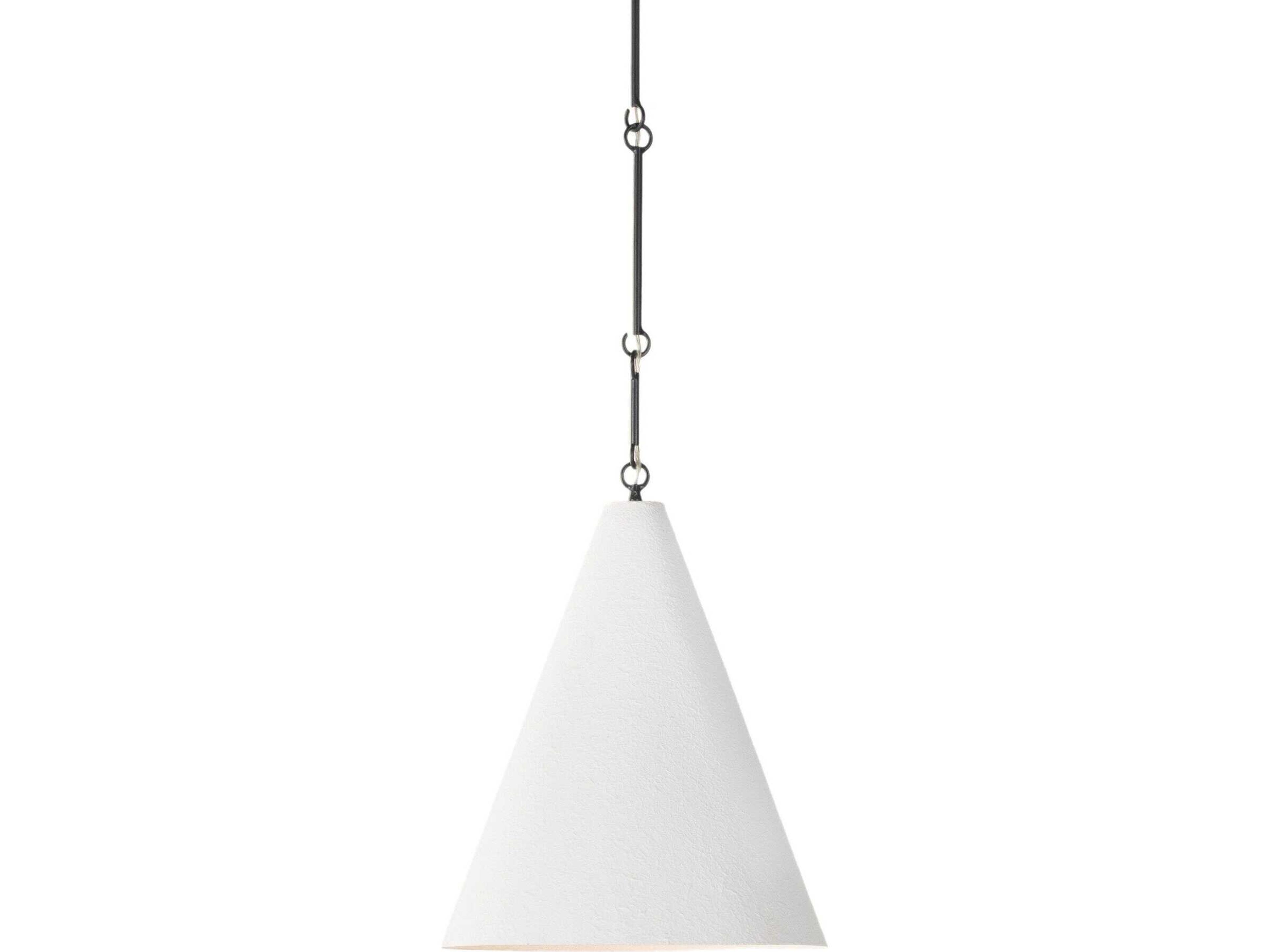 Hutton 1-Lights Matte White Plaster Antiqued Iron Black Dome Pendant