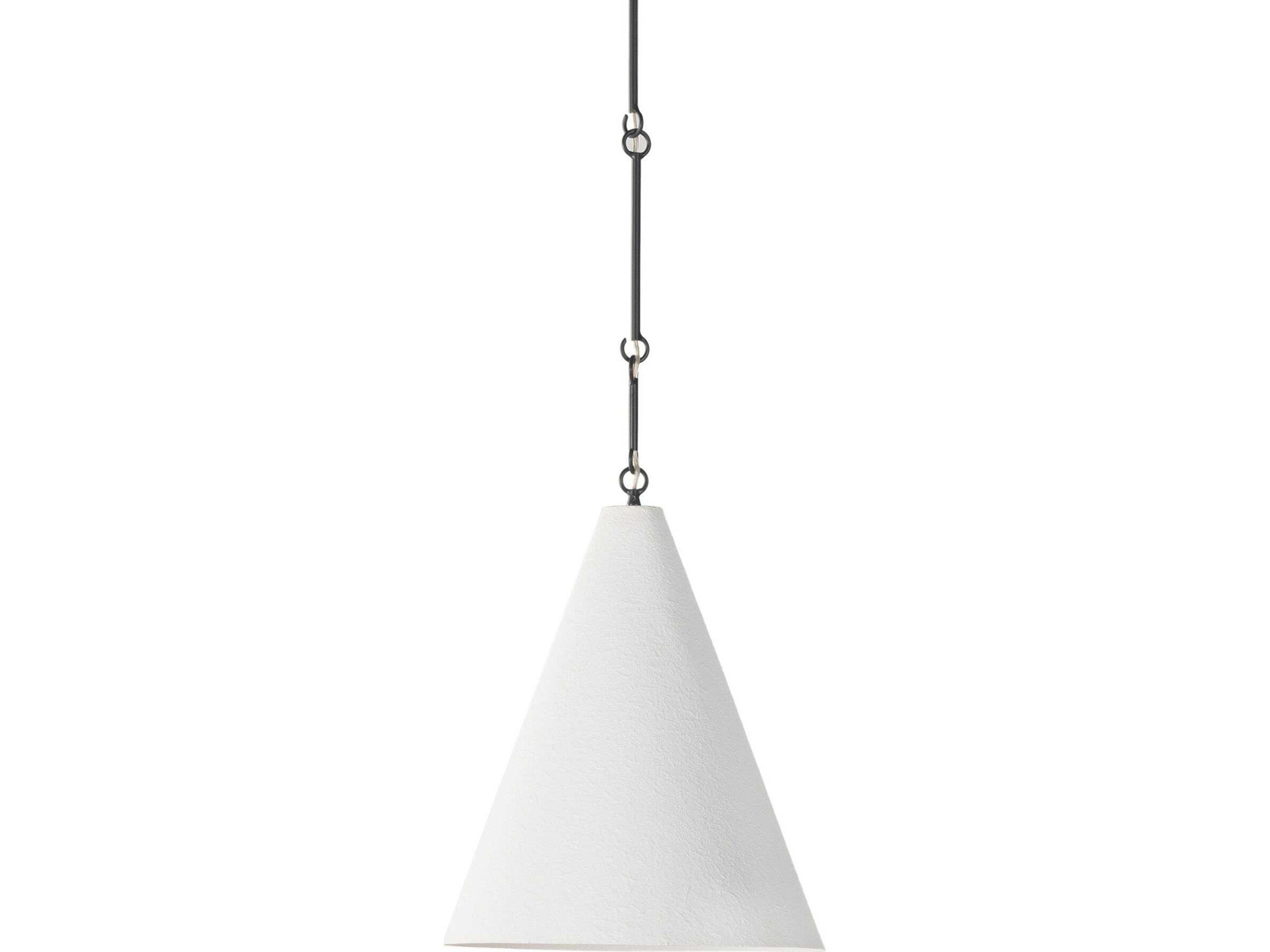 Four Hands Hutton 1-Lights Matte White Plaster Antiqued Iron Black Dome Pendant