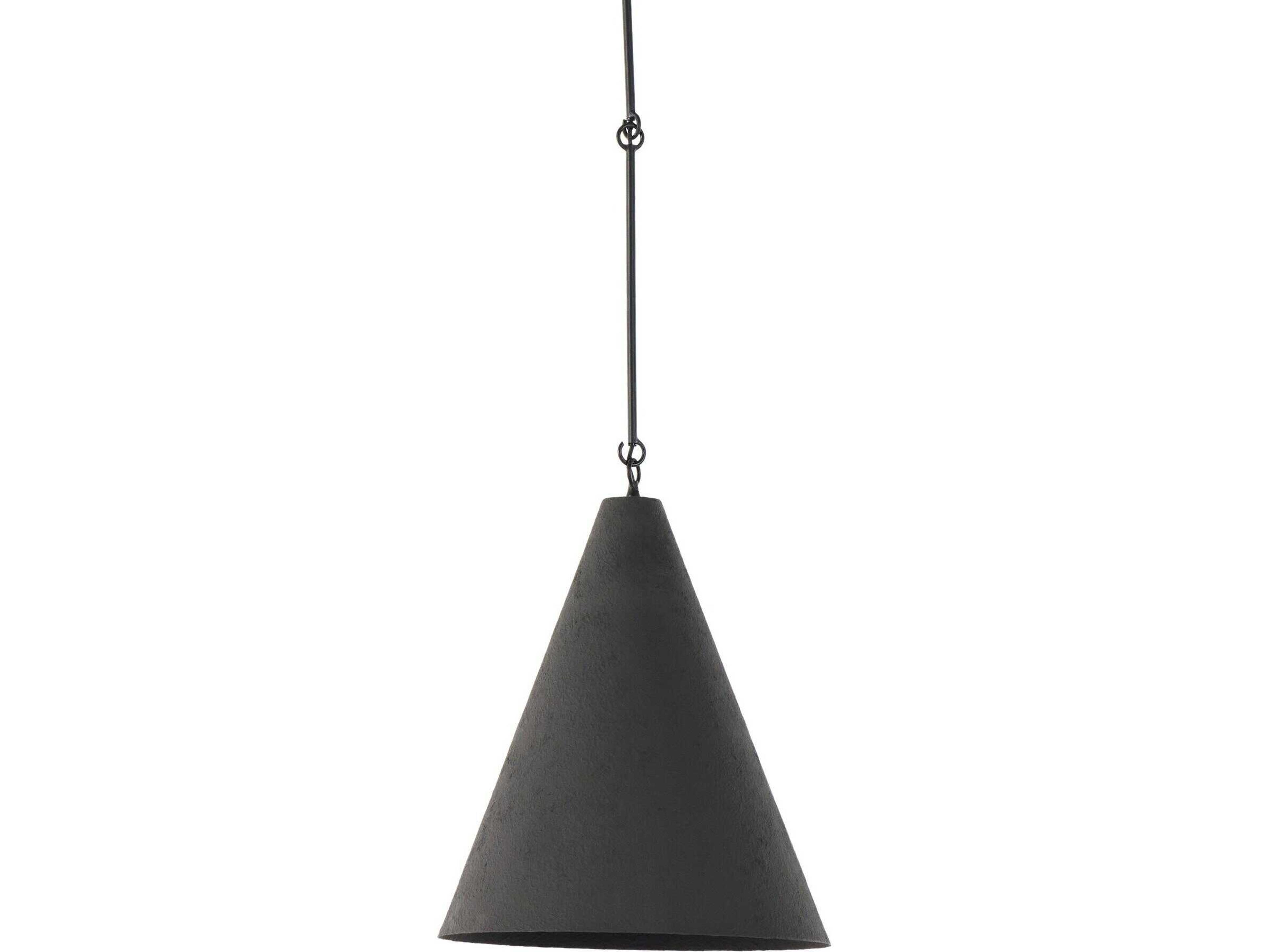Four Hands Hutton 1-Light Matte Black Plaster Antiqued Iron Pendant