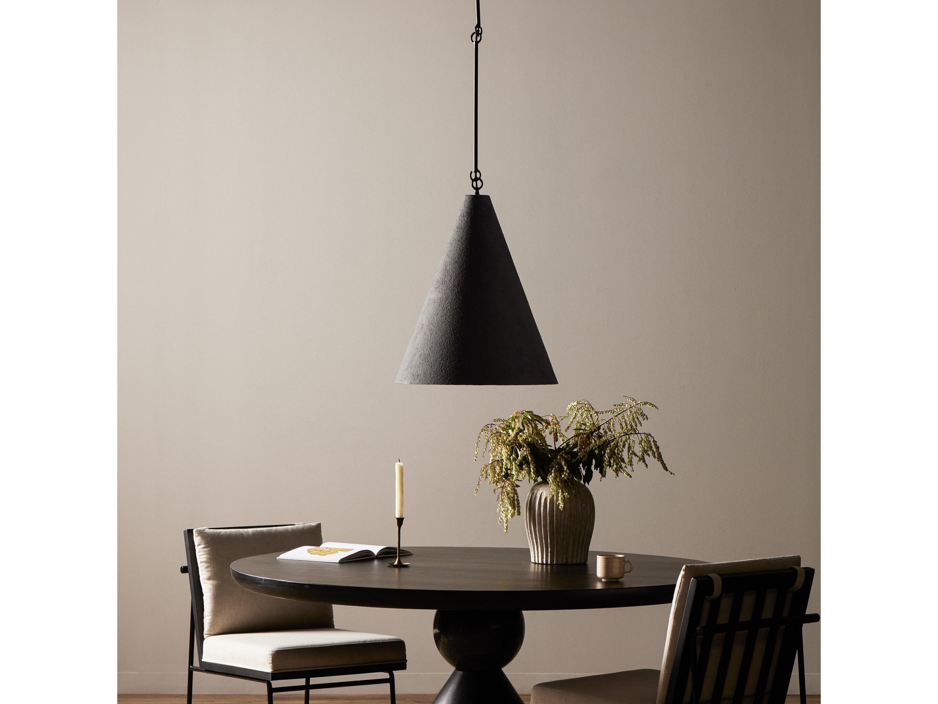 Four Hands Hutton 1-Light Matte Black Plaster Antiqued Iron Pendant
