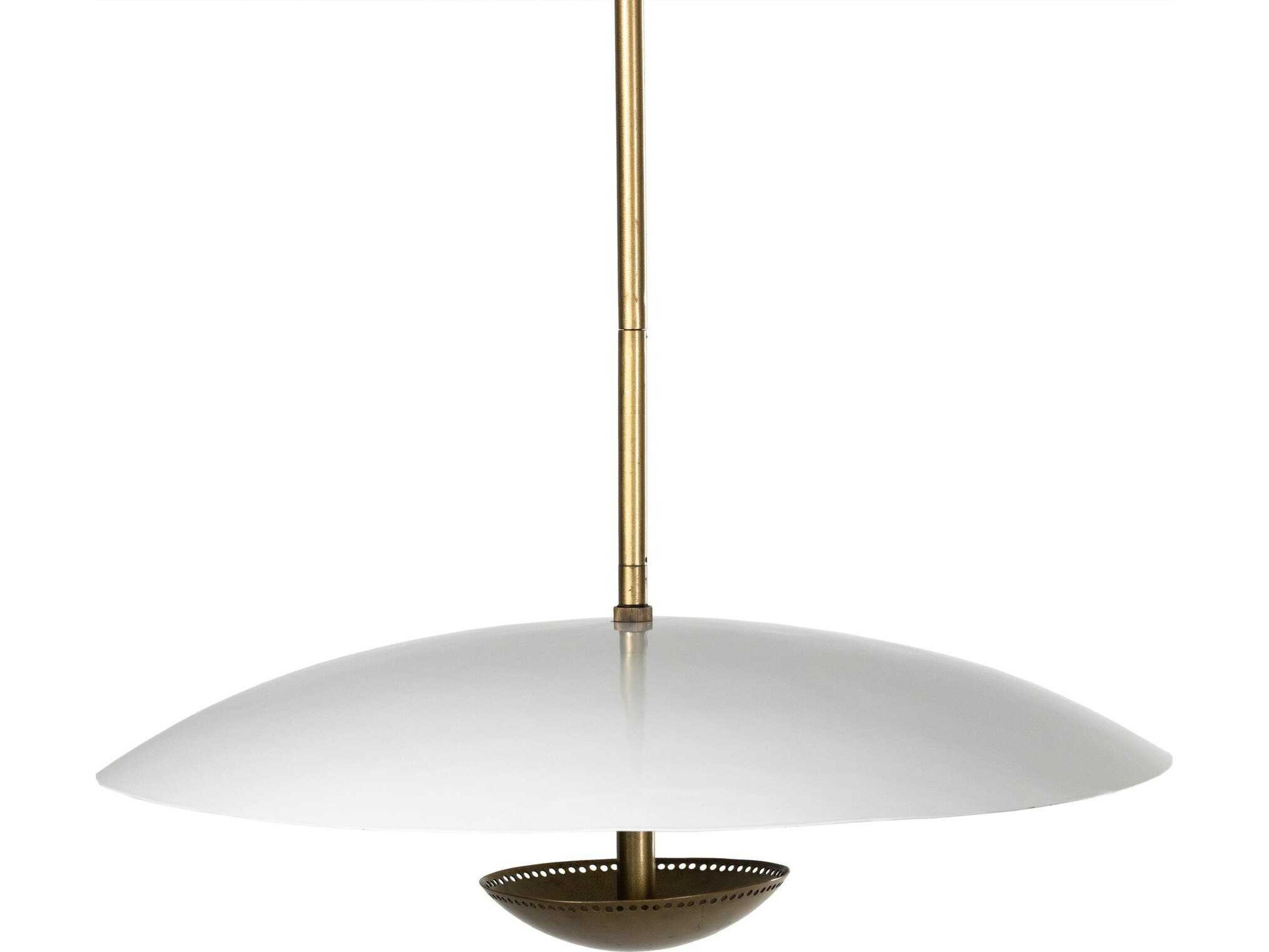Four Hands Hutton 1-Light Antique Brass Cream White Bowl Linear Pendant
