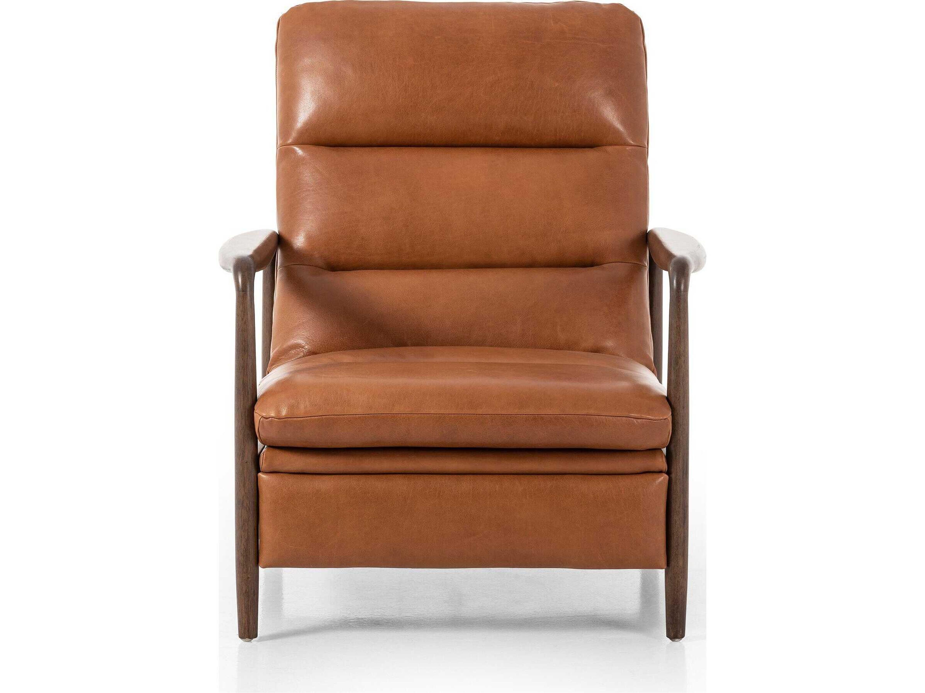 Four Hands Kensington Rhodes Dakota Tobacco Almond Brown Leather Recliner Chair