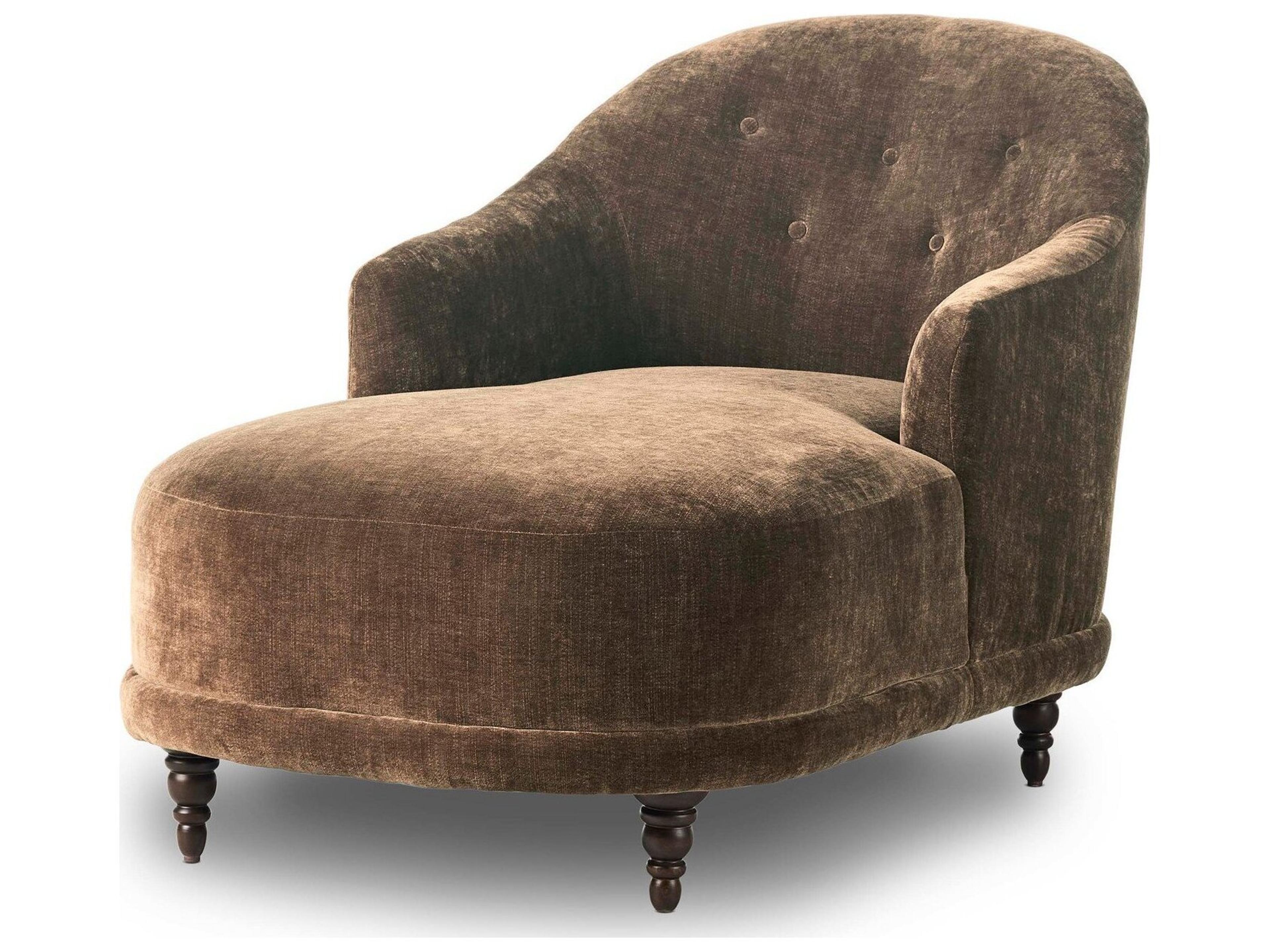 Centrale Altair Mushroom Brown Velvet Upholstered Chaise