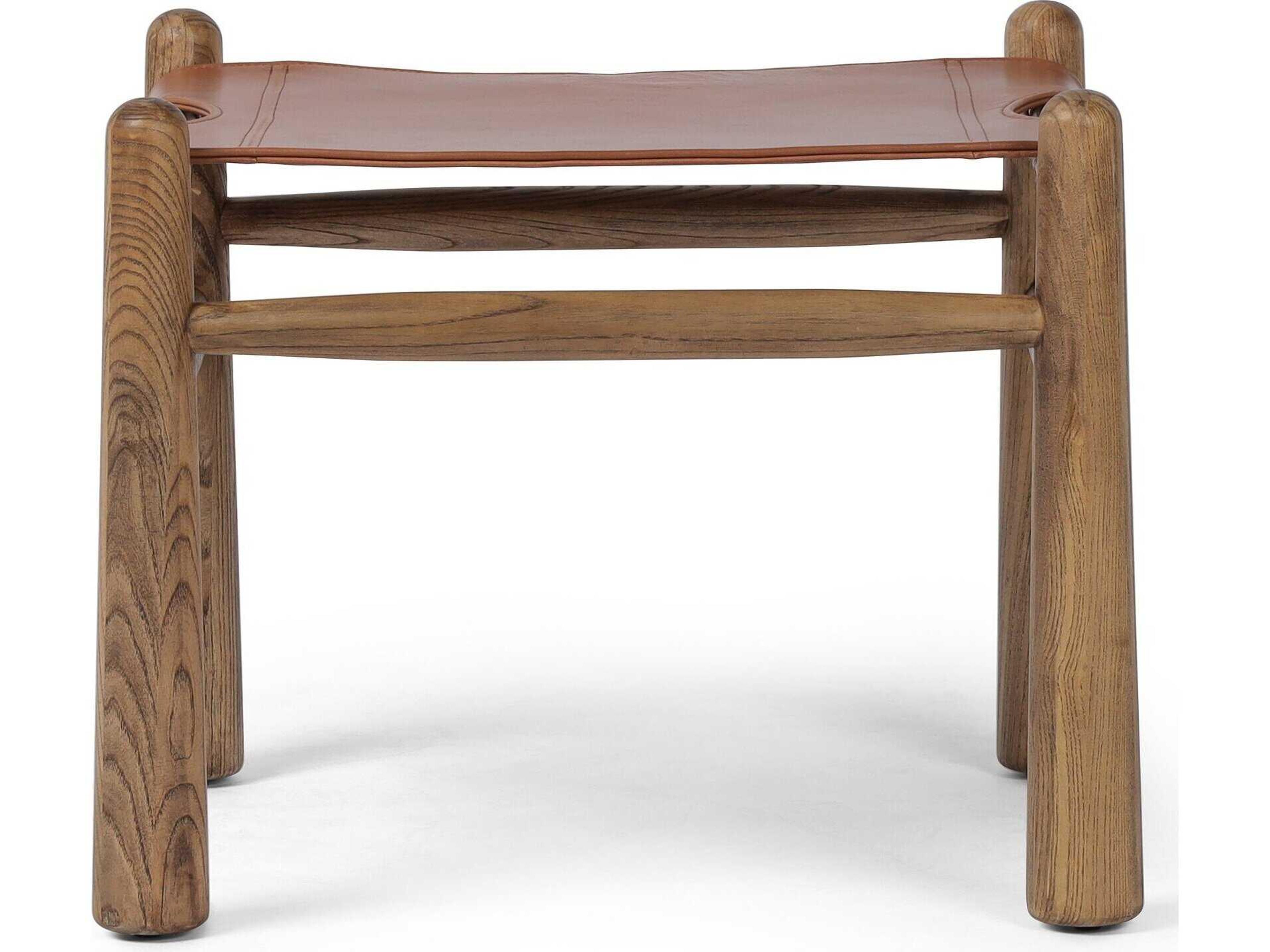 Four Hands Allston Nino Dakota Tobacco Toasted Nettlewood Brown Leather Ottoman