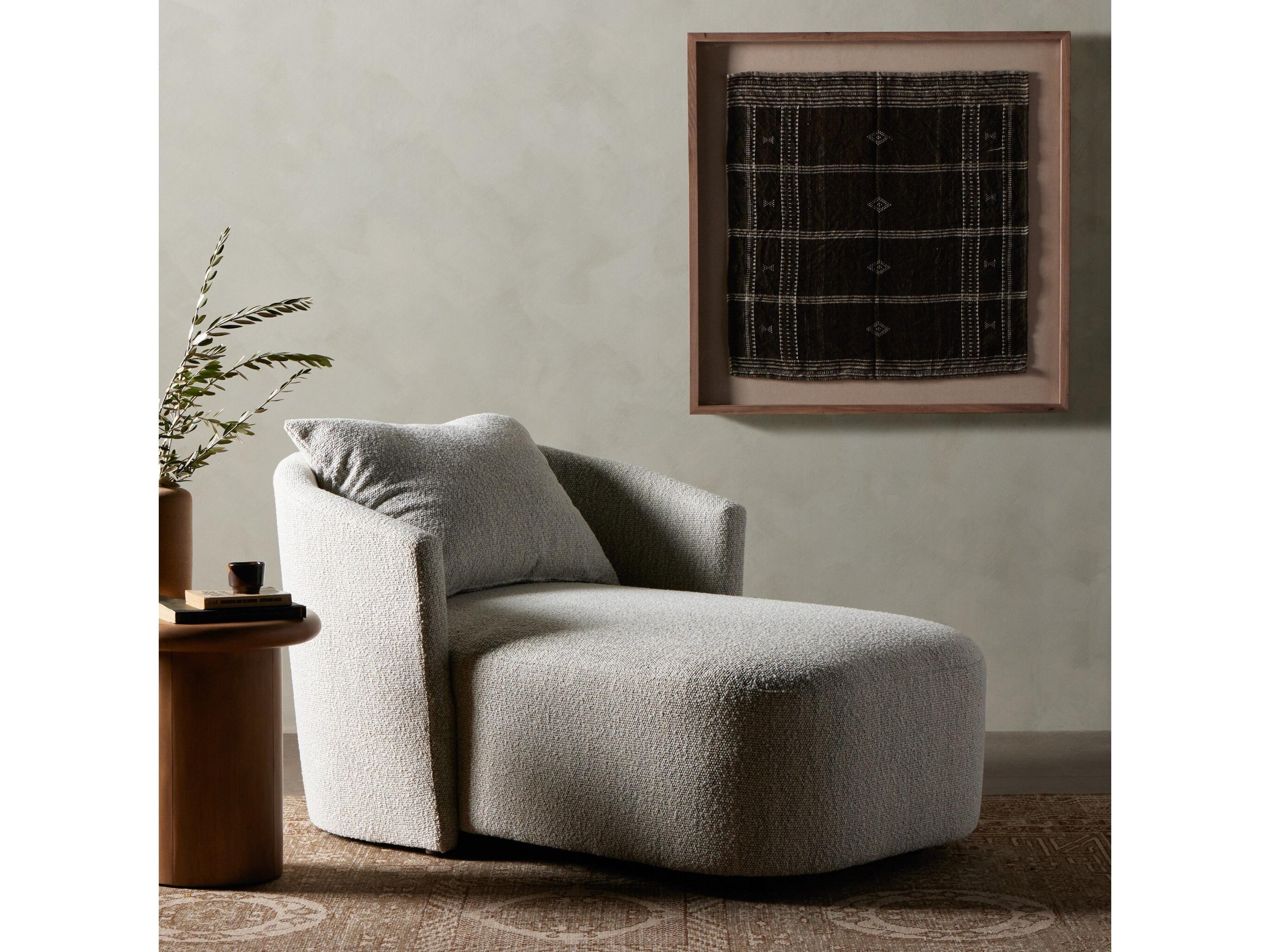 Four Hands Farrah Centrale Merino Cotton Gray Upholstered Chaise Lounge