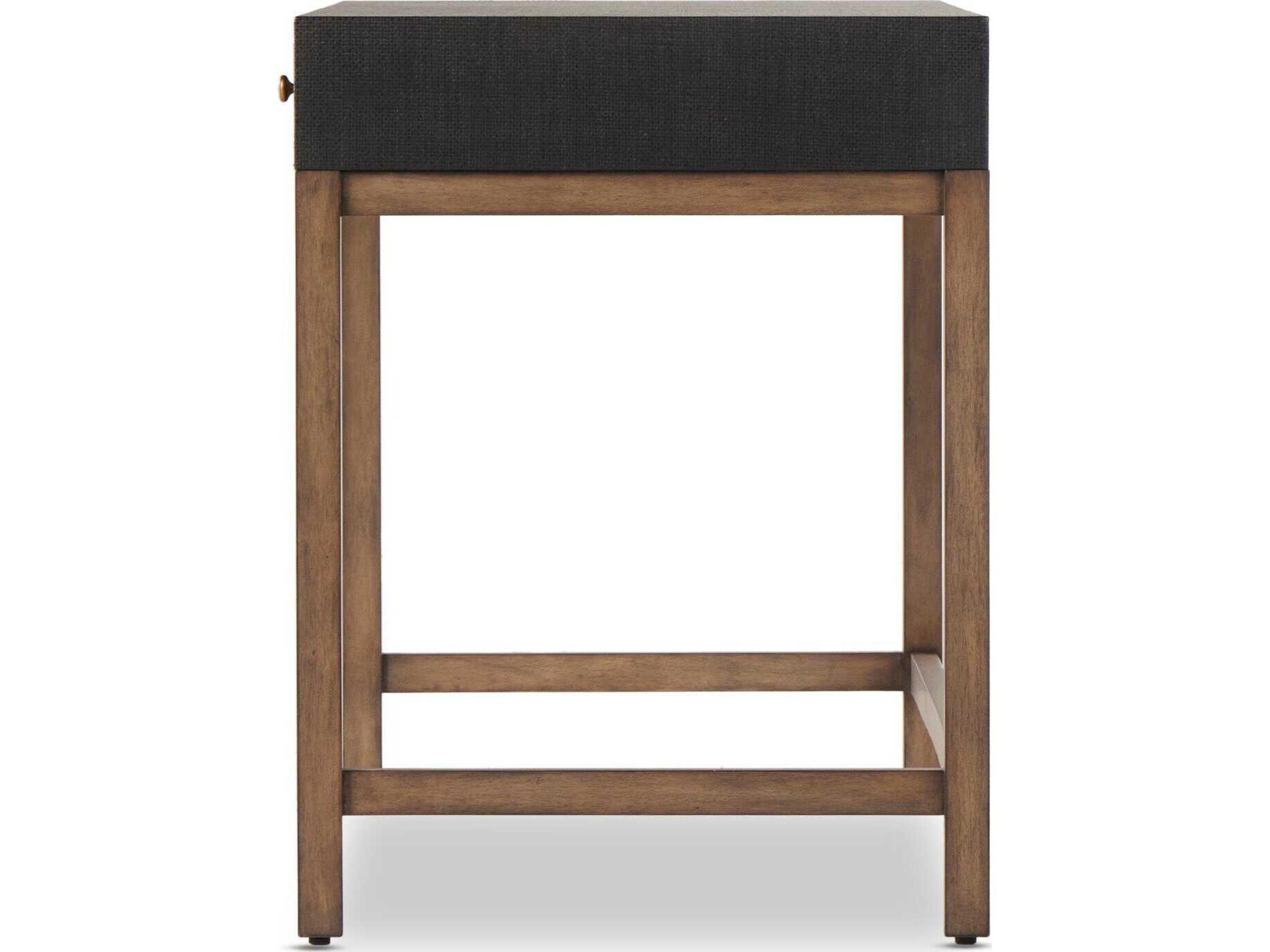 Four Hands Callahan Fiona Russet Mahogany Black Raffia Wood Writing Desk