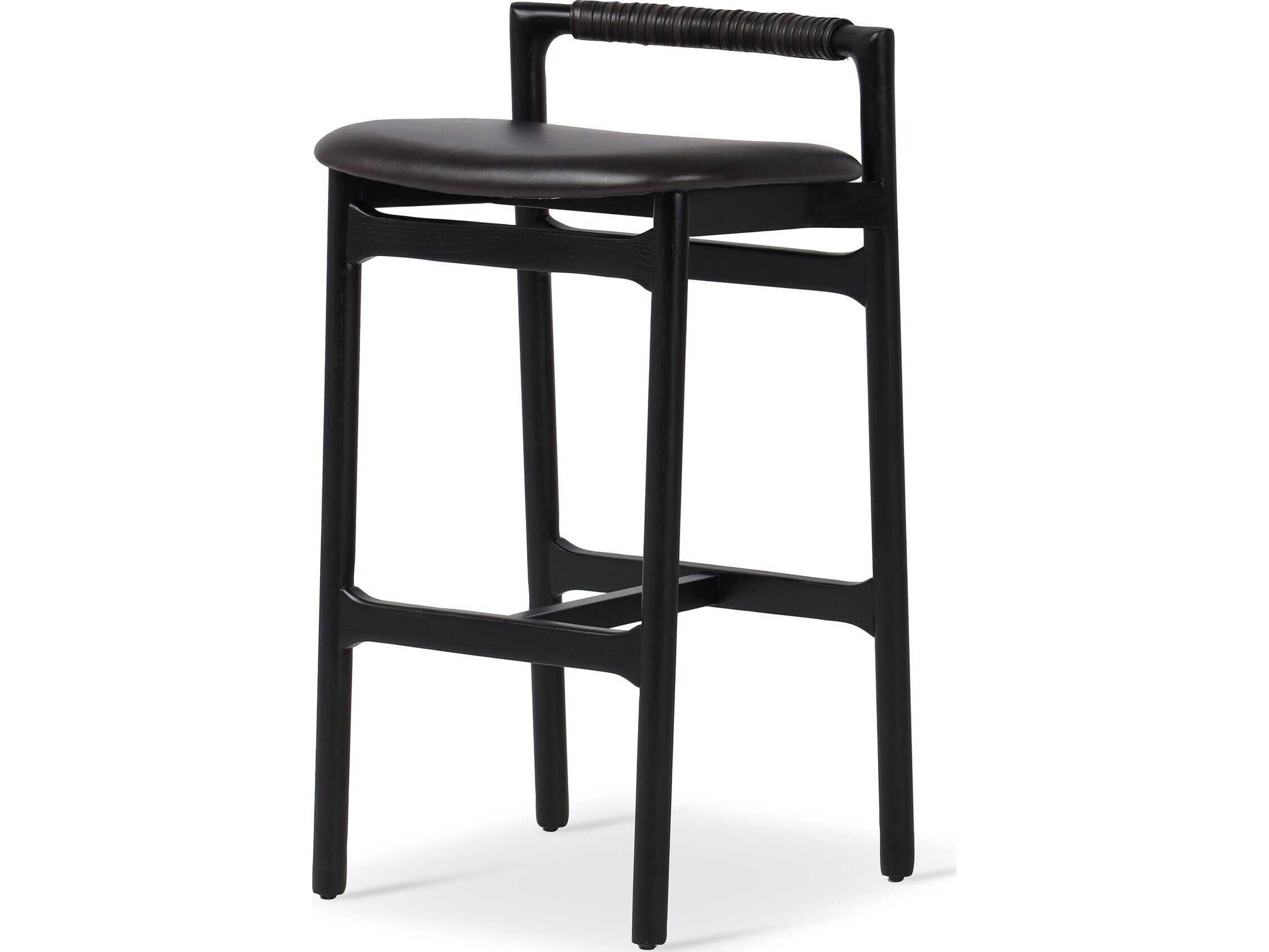 Allston Baden Sonoma Black Leather Bar Stool