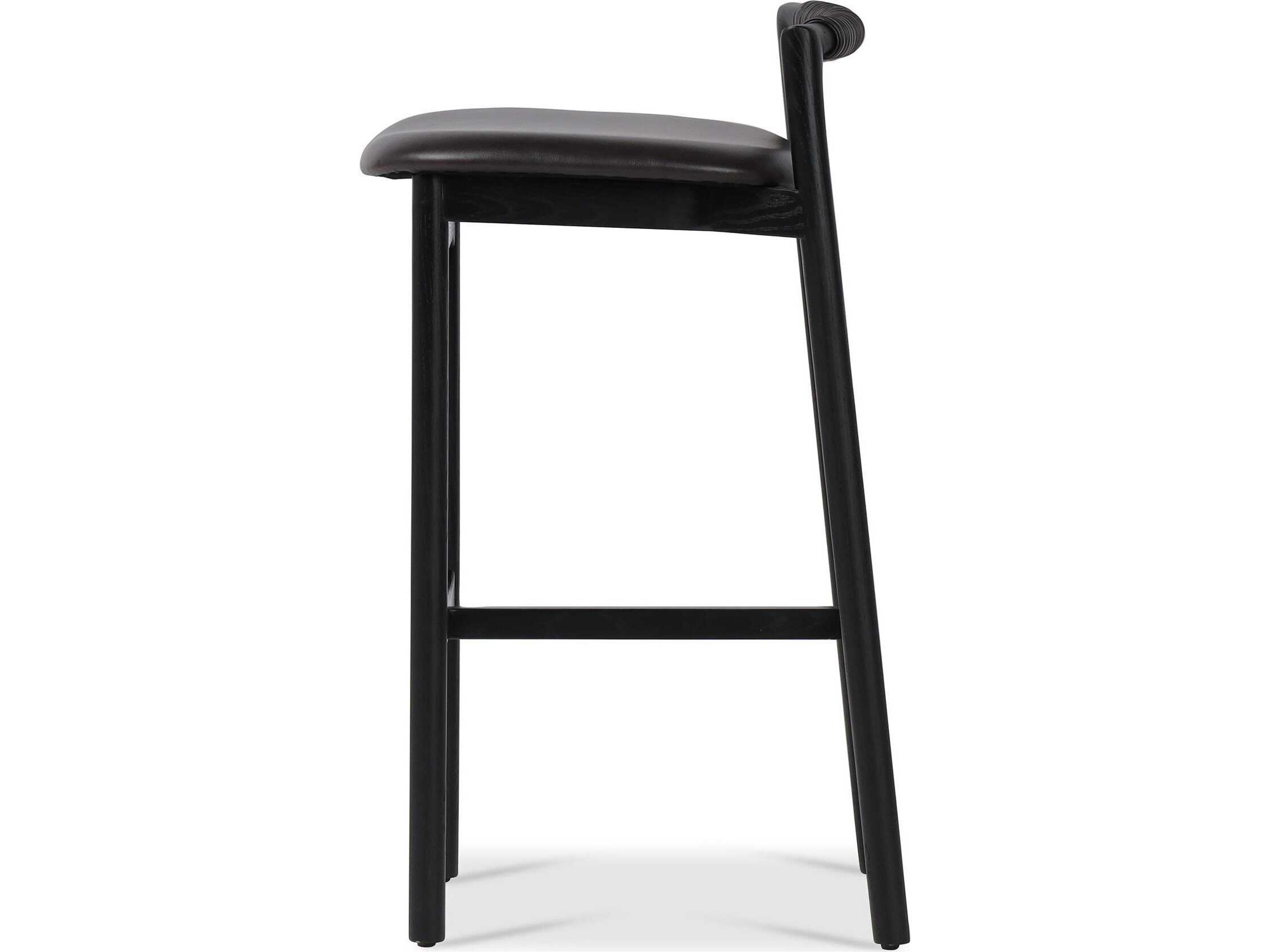 Four Hands Allston Baden Sonoma Black Leather Bar Stool