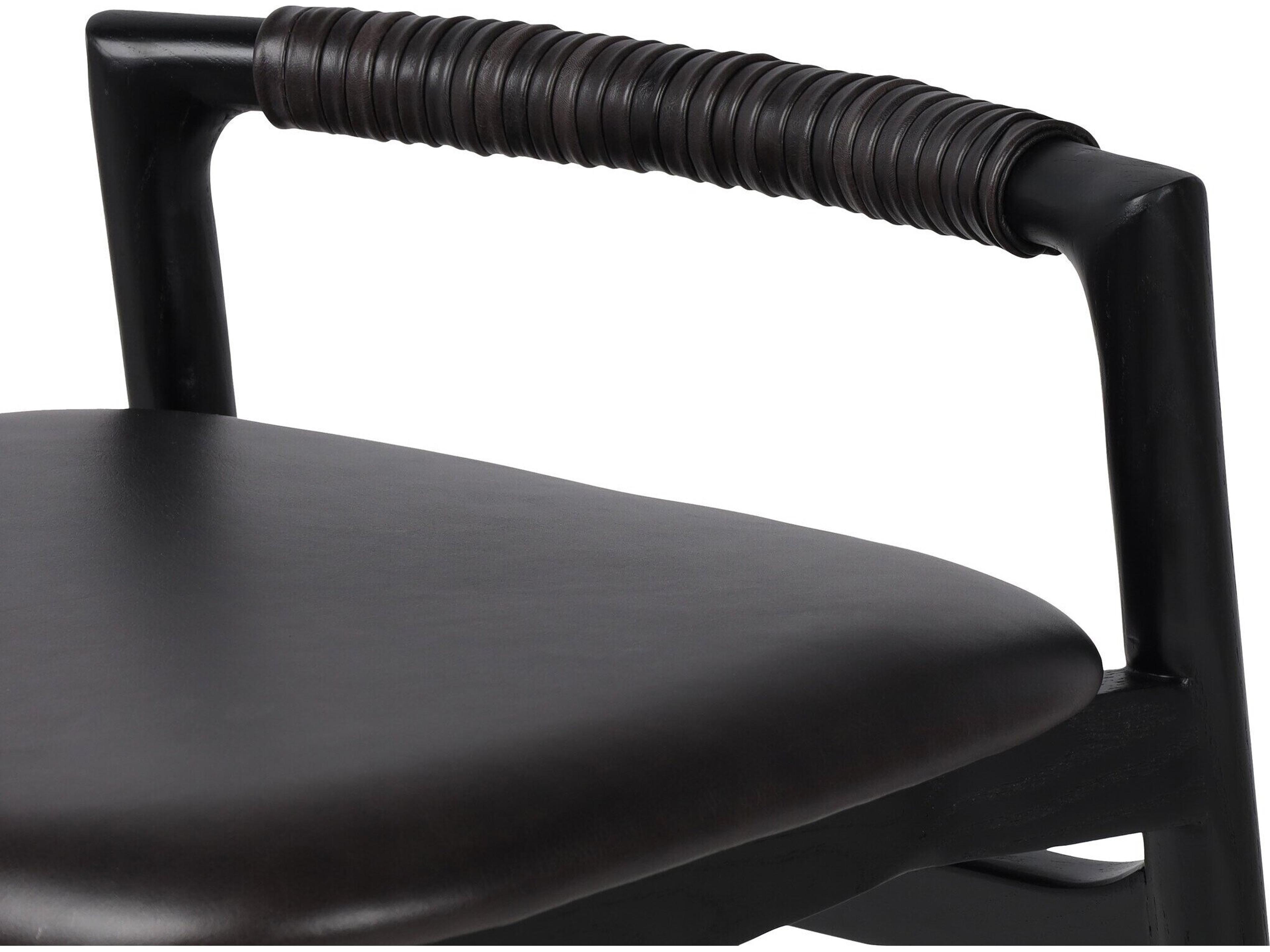 Four Hands Allston Baden Sonoma Black Leather Bar Stool