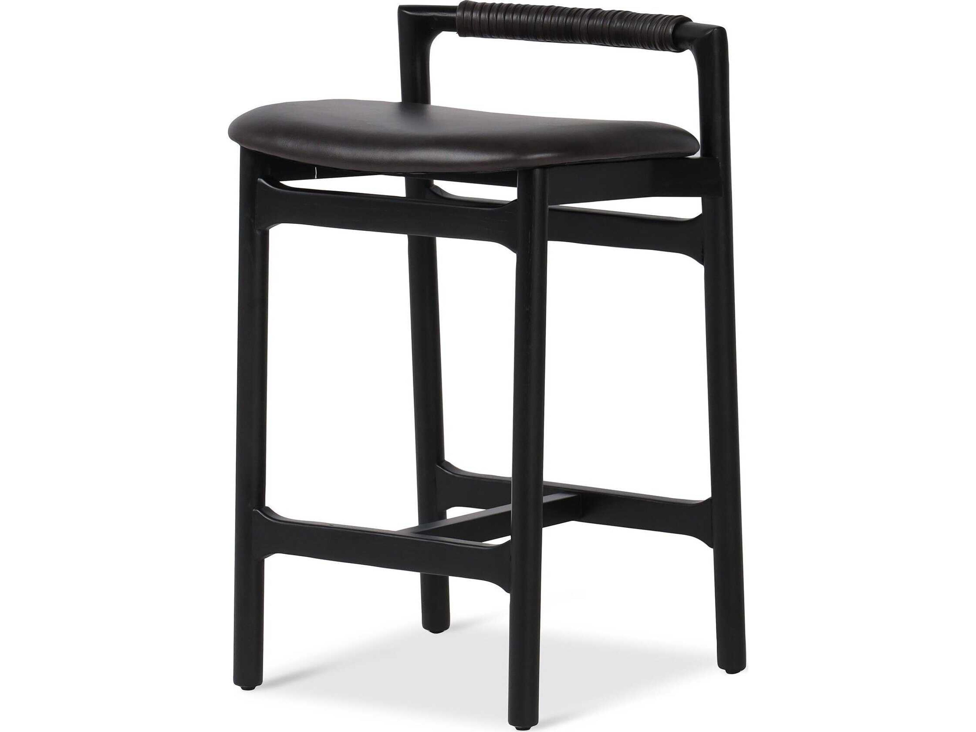 Baden Bar and Counter Stool in Black Leather