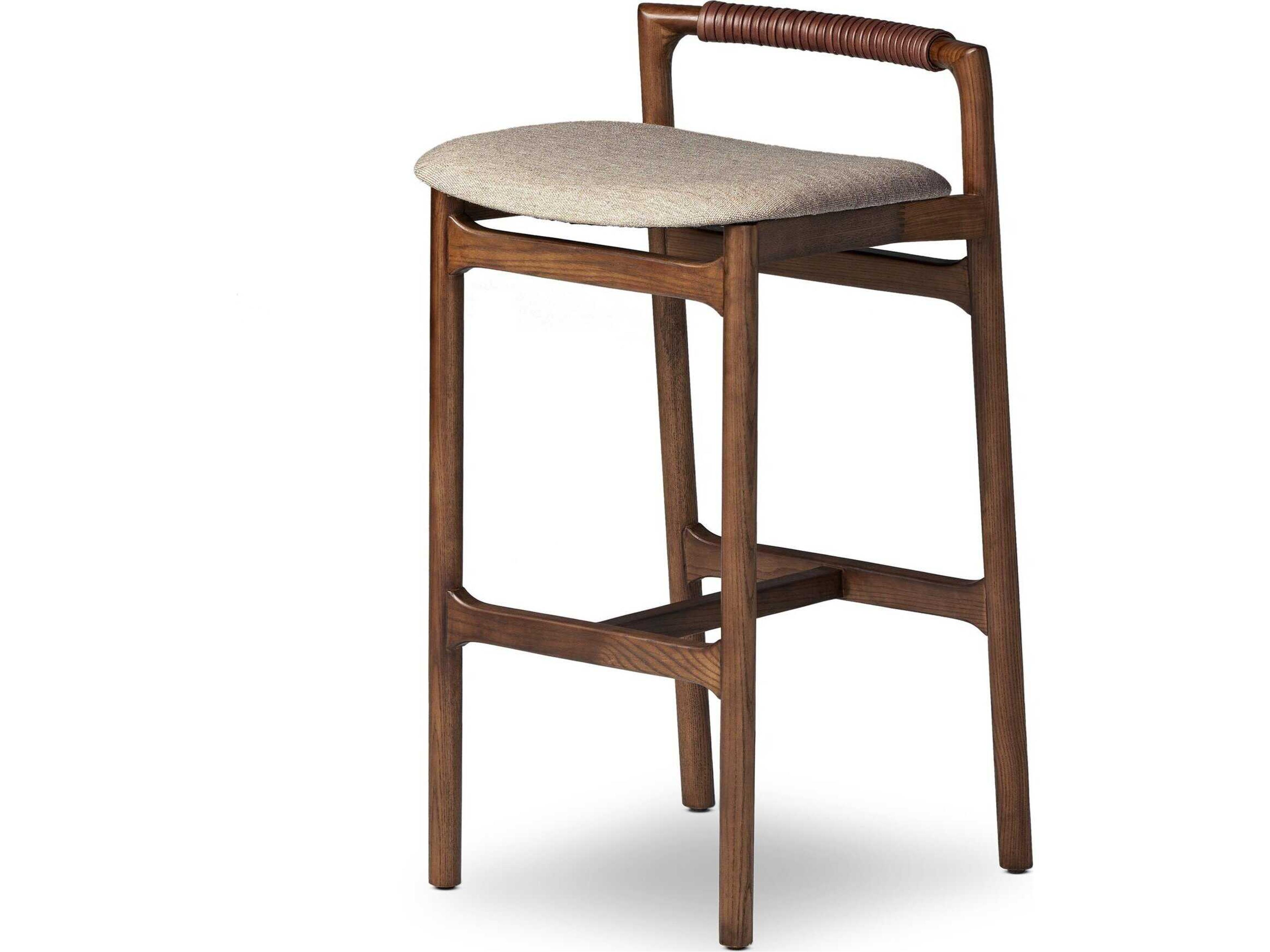 Allston Upholstered Ash Wood Bar Stool