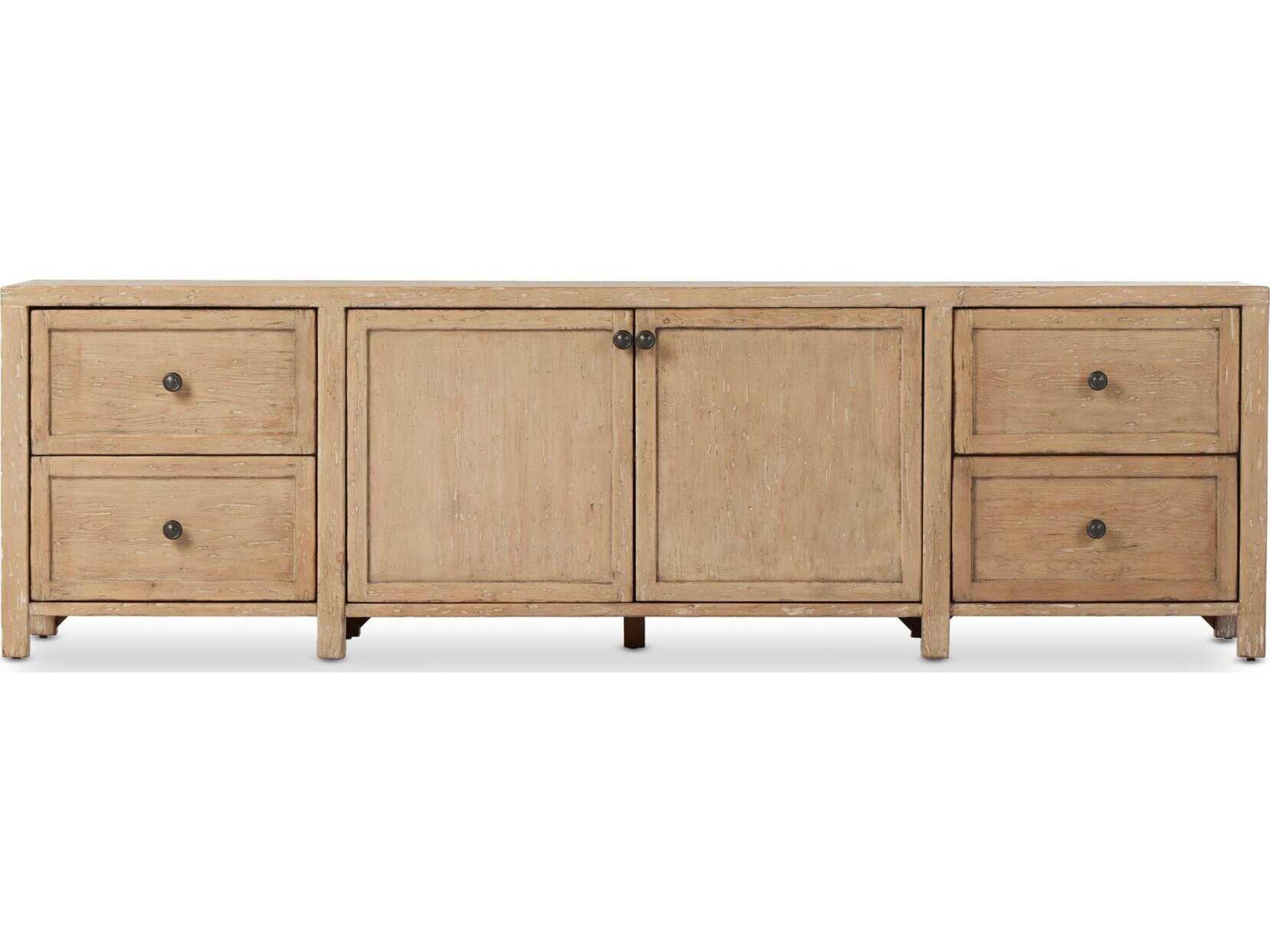 Four Hands Cordella Gaines 92" Pine Wood Aged Light Distressed Copper Media Console