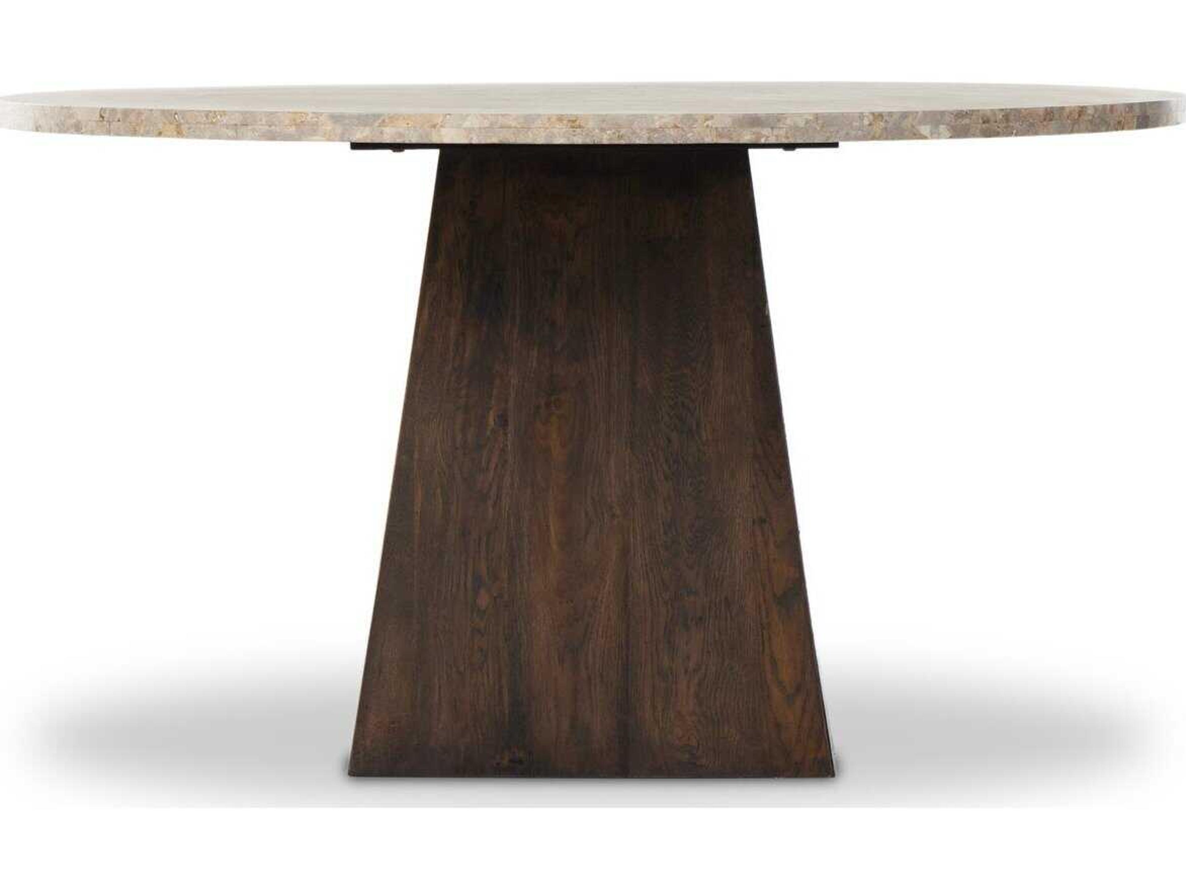 Four Hands Rockwell Brisa Round Stone Grey Tobacco Oak Dune Onyx Dining Table