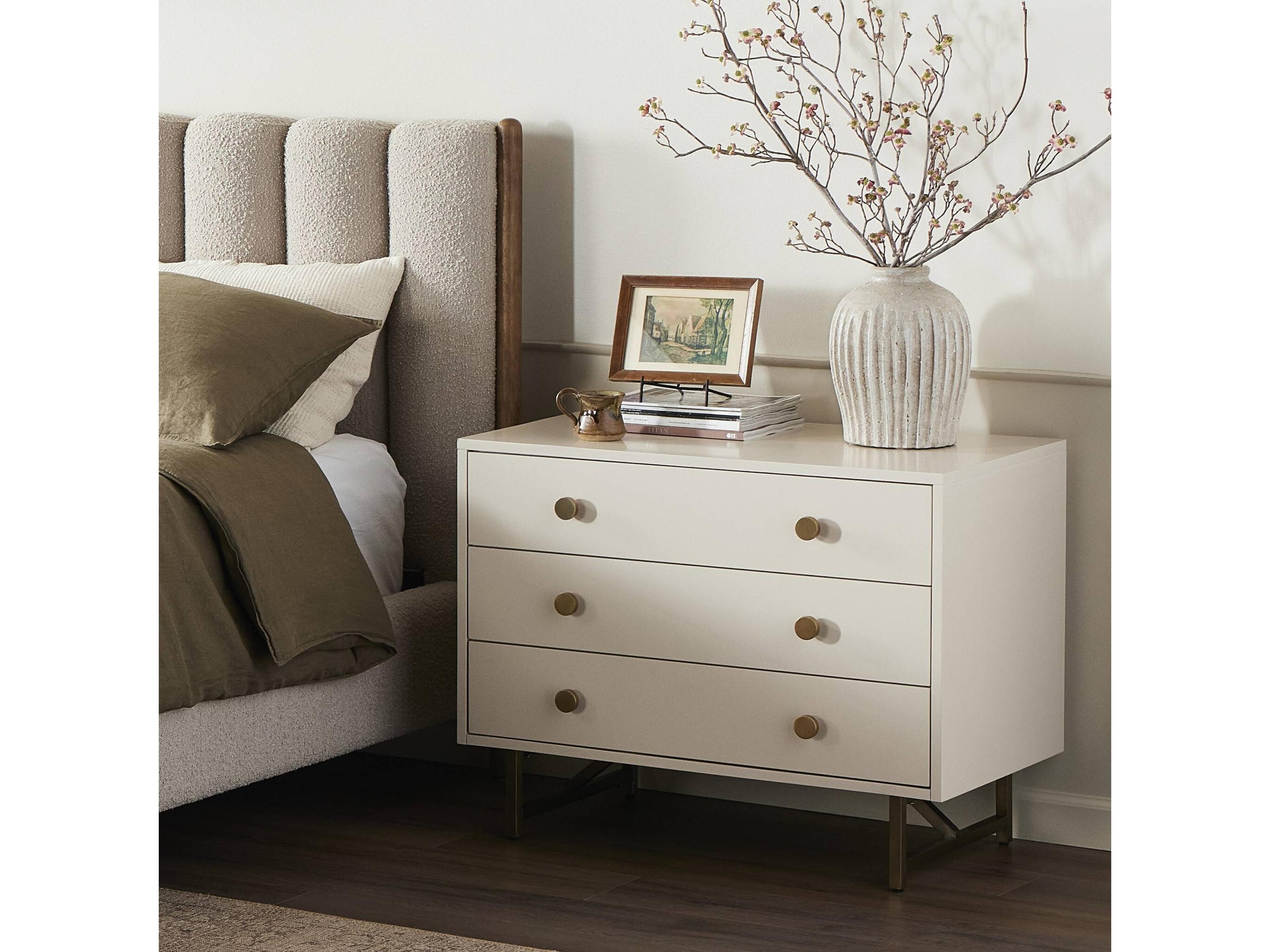 Four Hands Belfast Van Matte Alabaster Hardwood Rectangular Nightstand