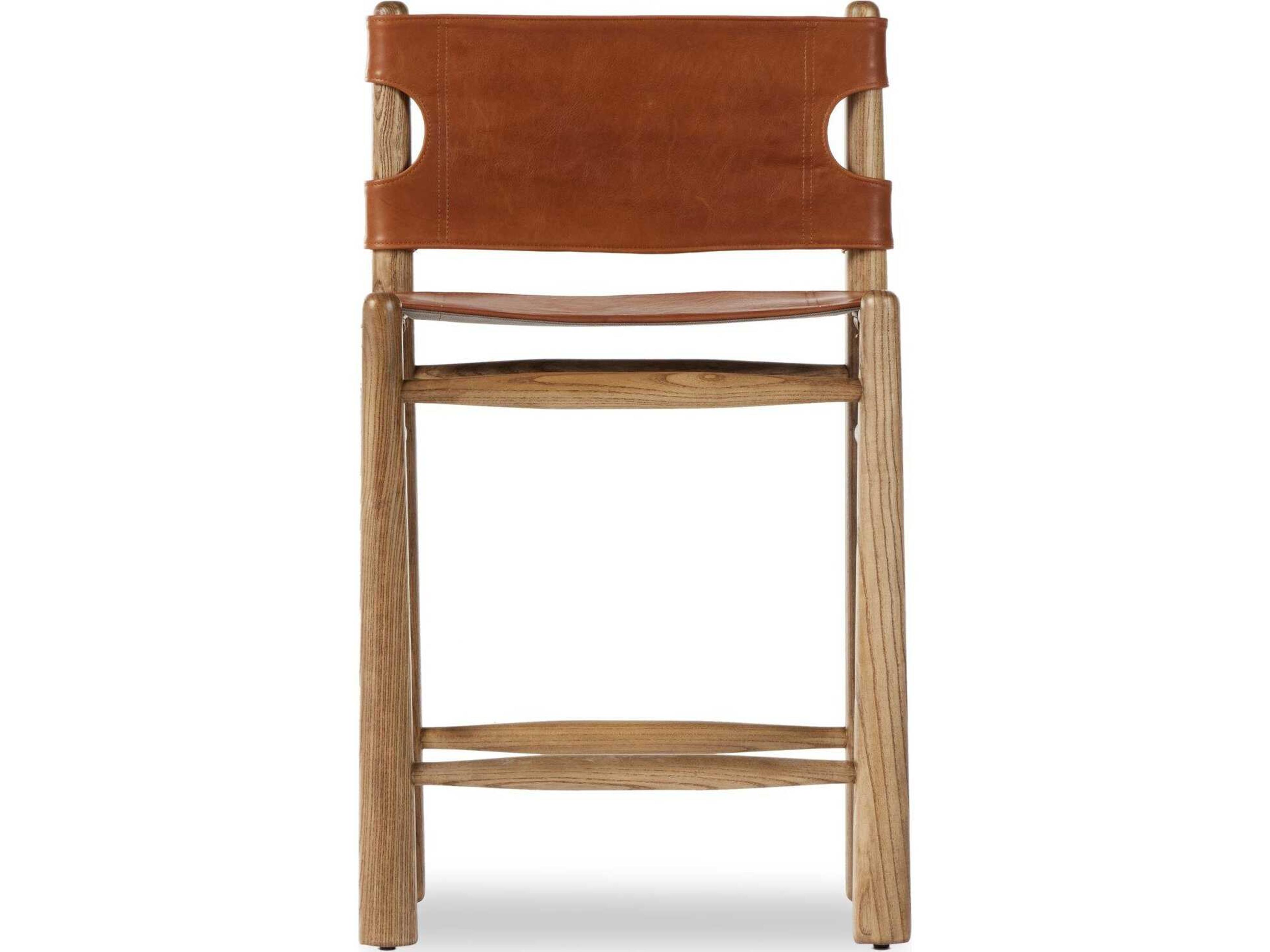 Globetrotter Nino Leather Solid Wood Dakota Tobacco Toasted Nettlewood Counter Stool